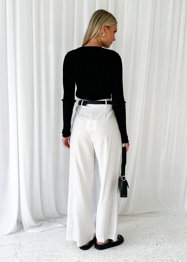 Blaise Pants - White Pinstripe