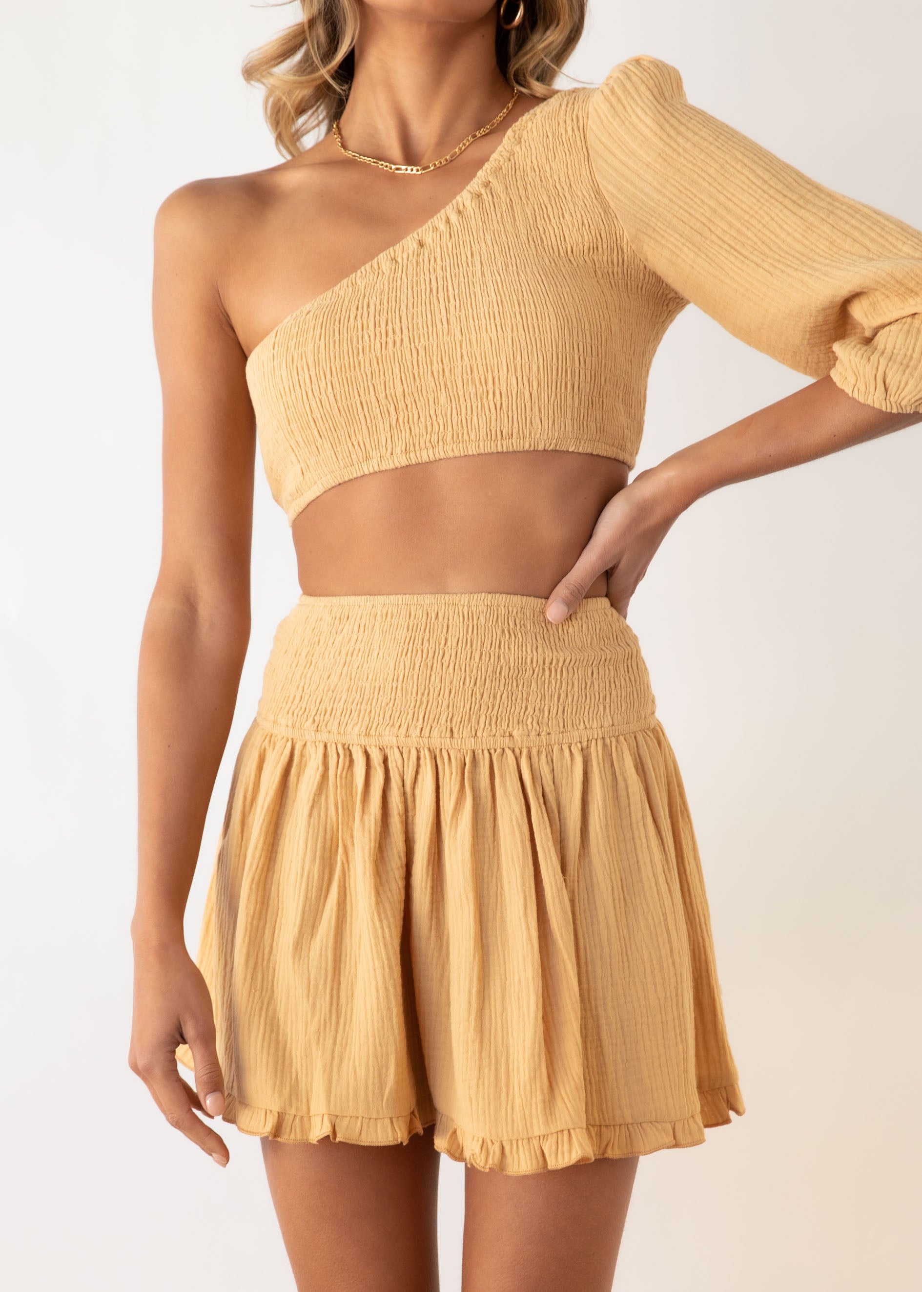 Rohana One Shoulder Crop - Mustard