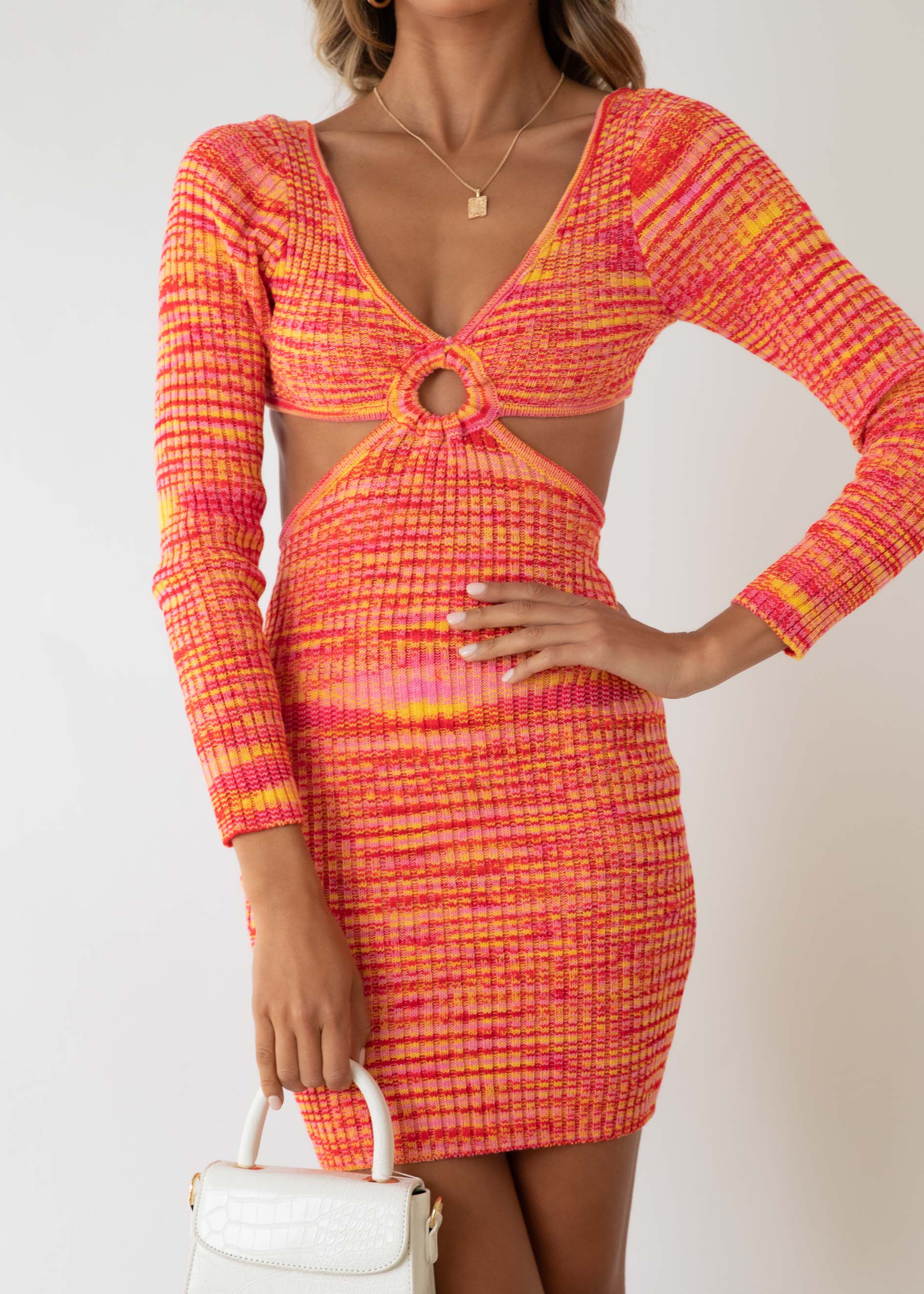 Saga Cut Out Knit Dress - Orange