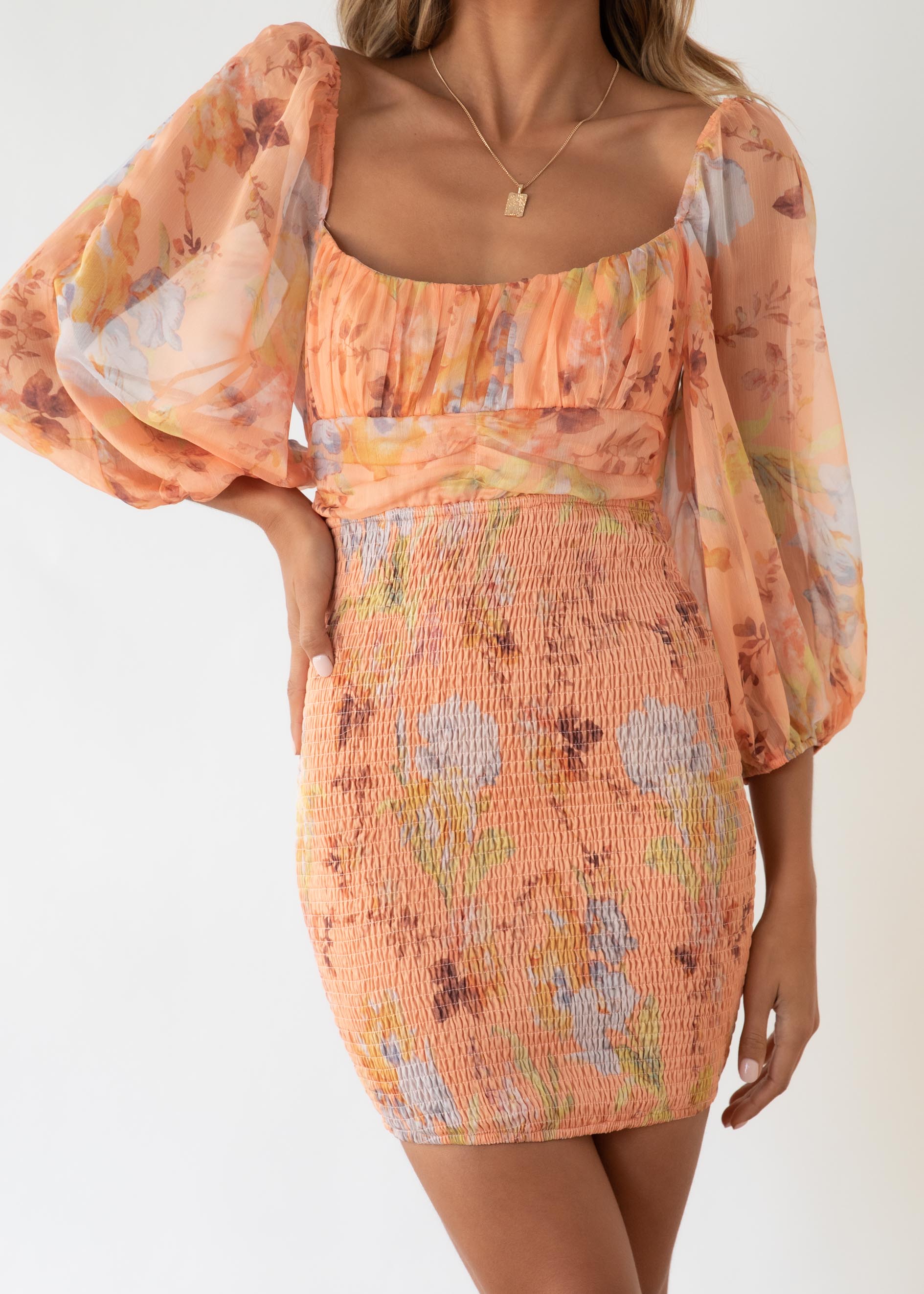 Summer Skies Dress - Tangerine Floral