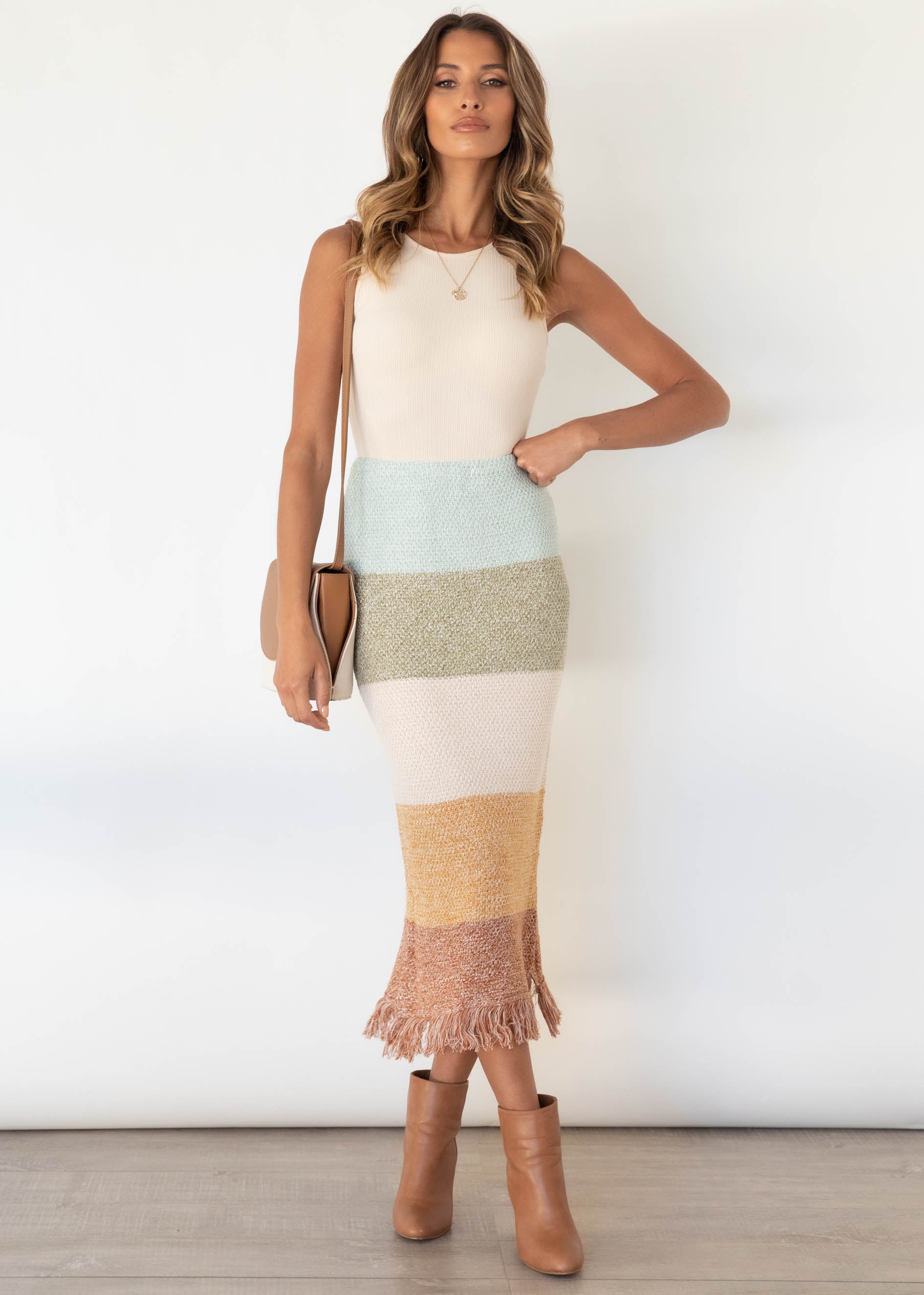 Pampas Knit Maxi Skirt - Autumn