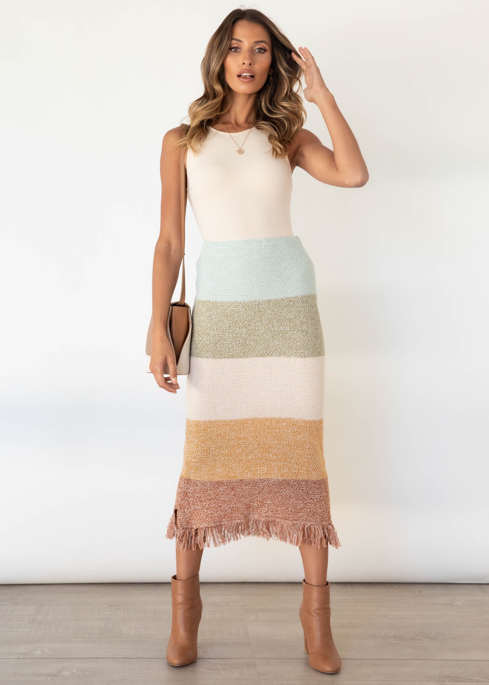 Pampas Knit Maxi Skirt - Autumn