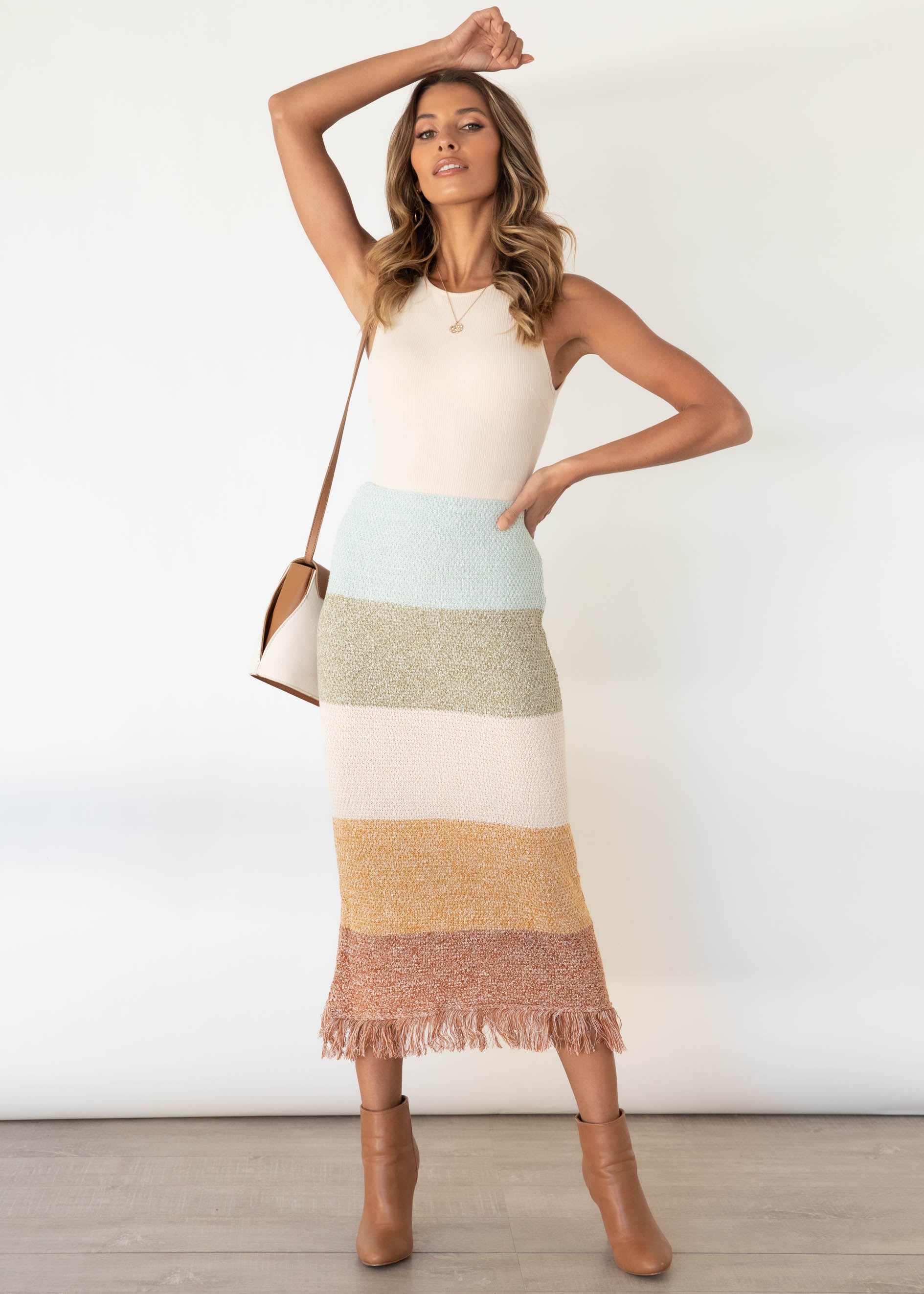 Pampas Knit Maxi Skirt - Autumn