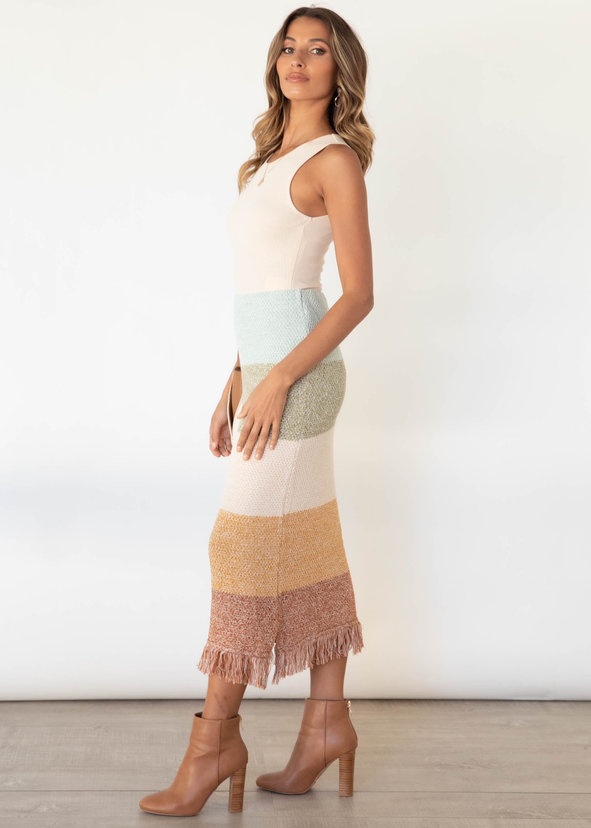 Pampas Knit Maxi Skirt - Autumn