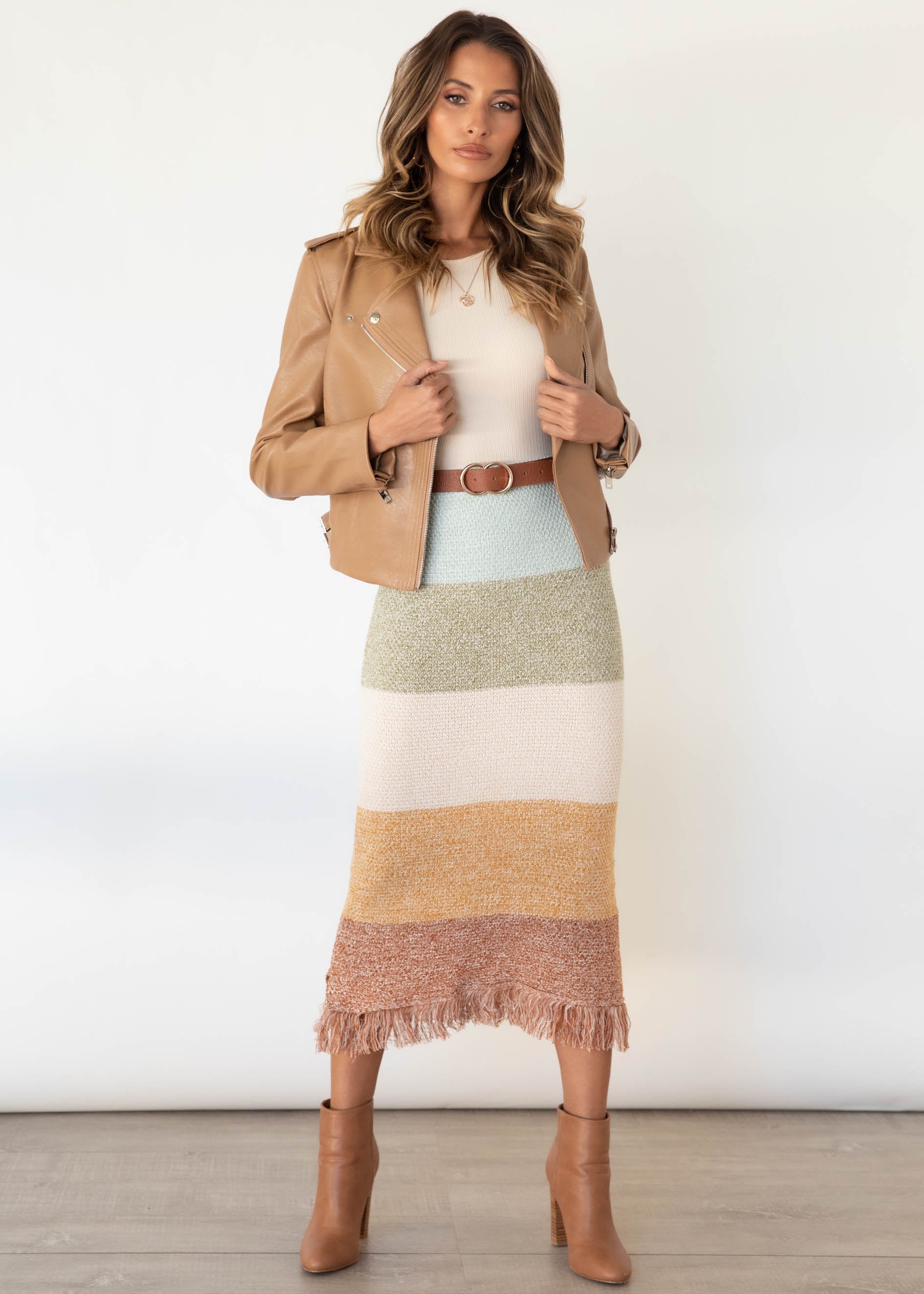 Pampas Knit Maxi Skirt - Autumn