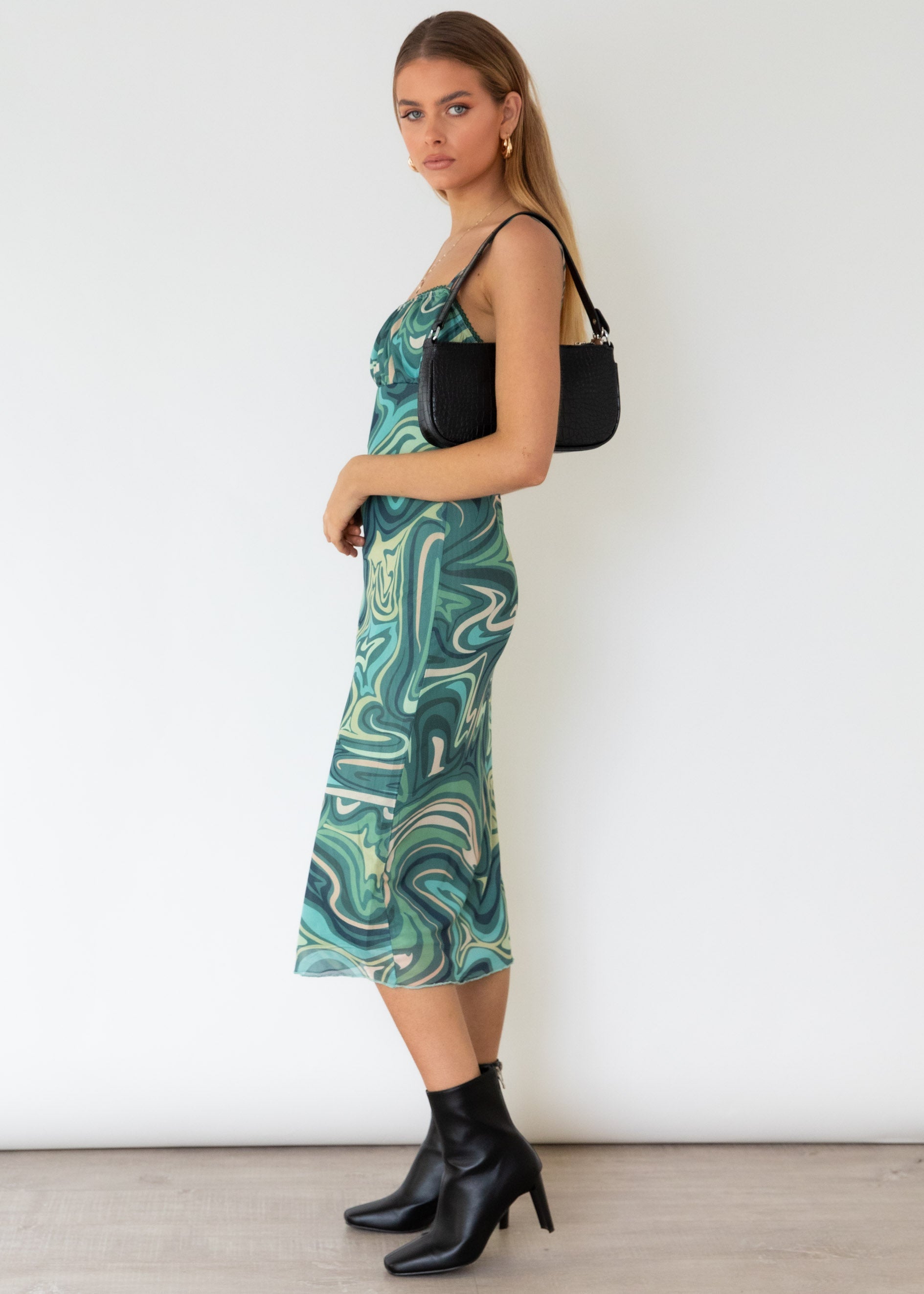 Sailia Midi Dress - Green Swirl