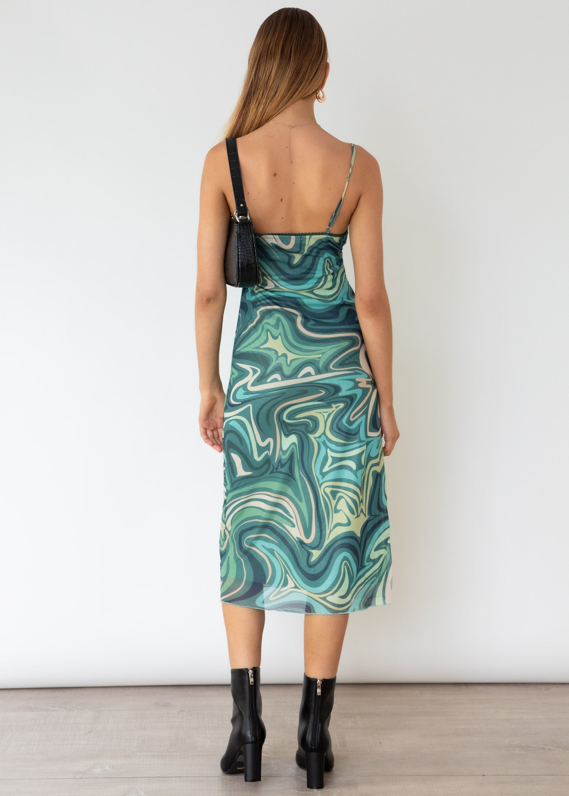 Sailia Midi Dress - Green Swirl