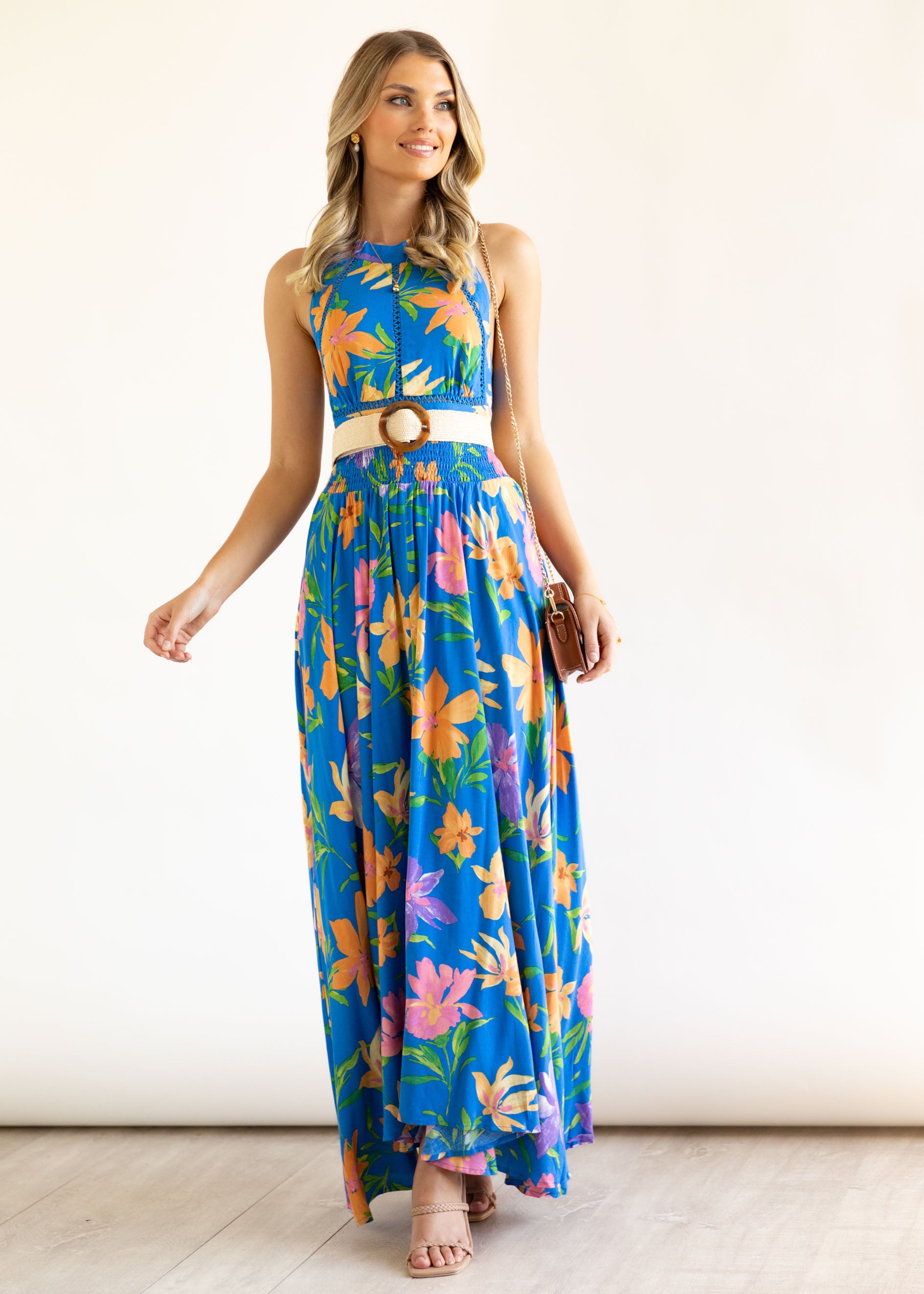 Delorce Maxi Dress - Cobalt Floral