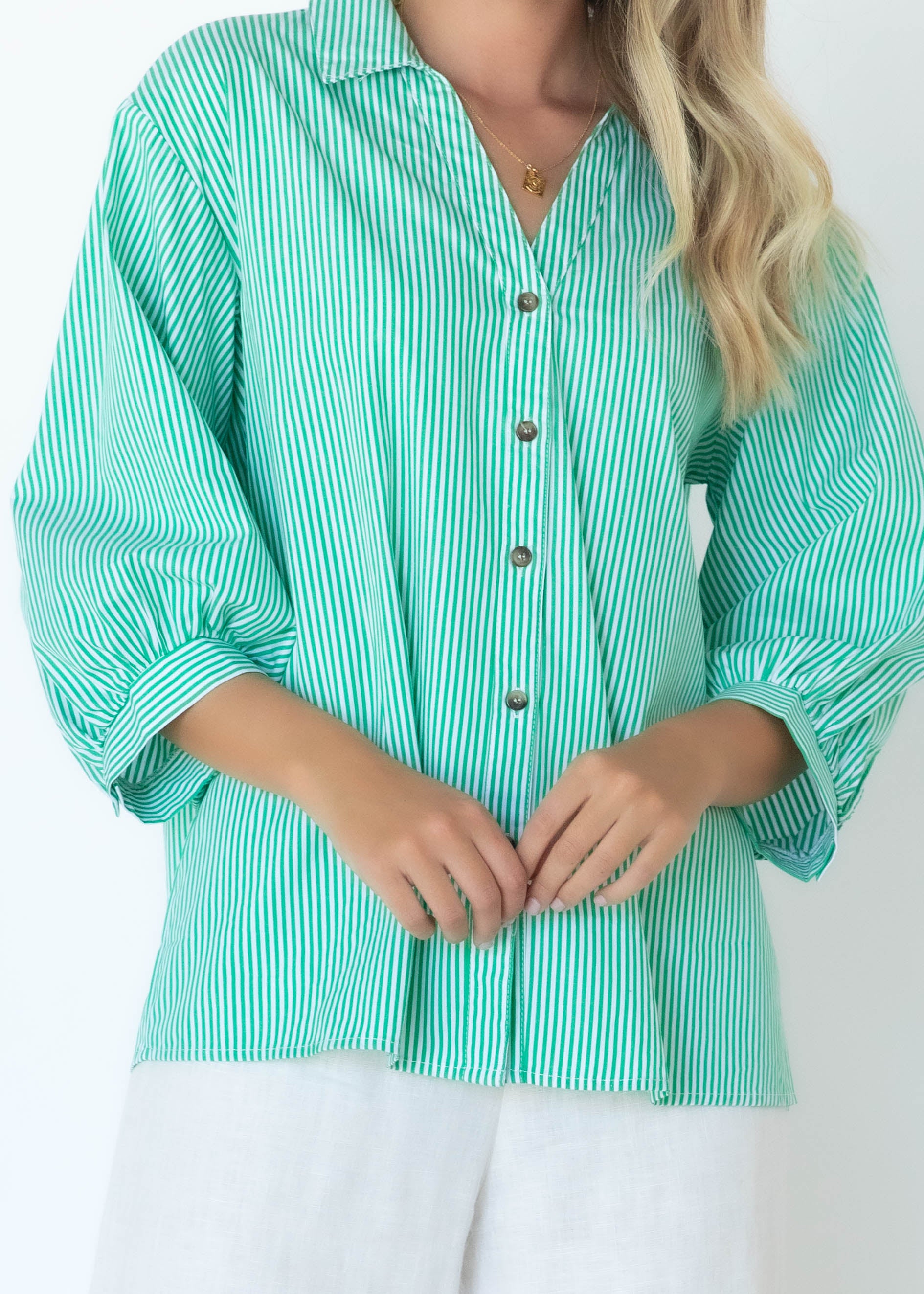 Isabelli Shirt - Green Stripe
