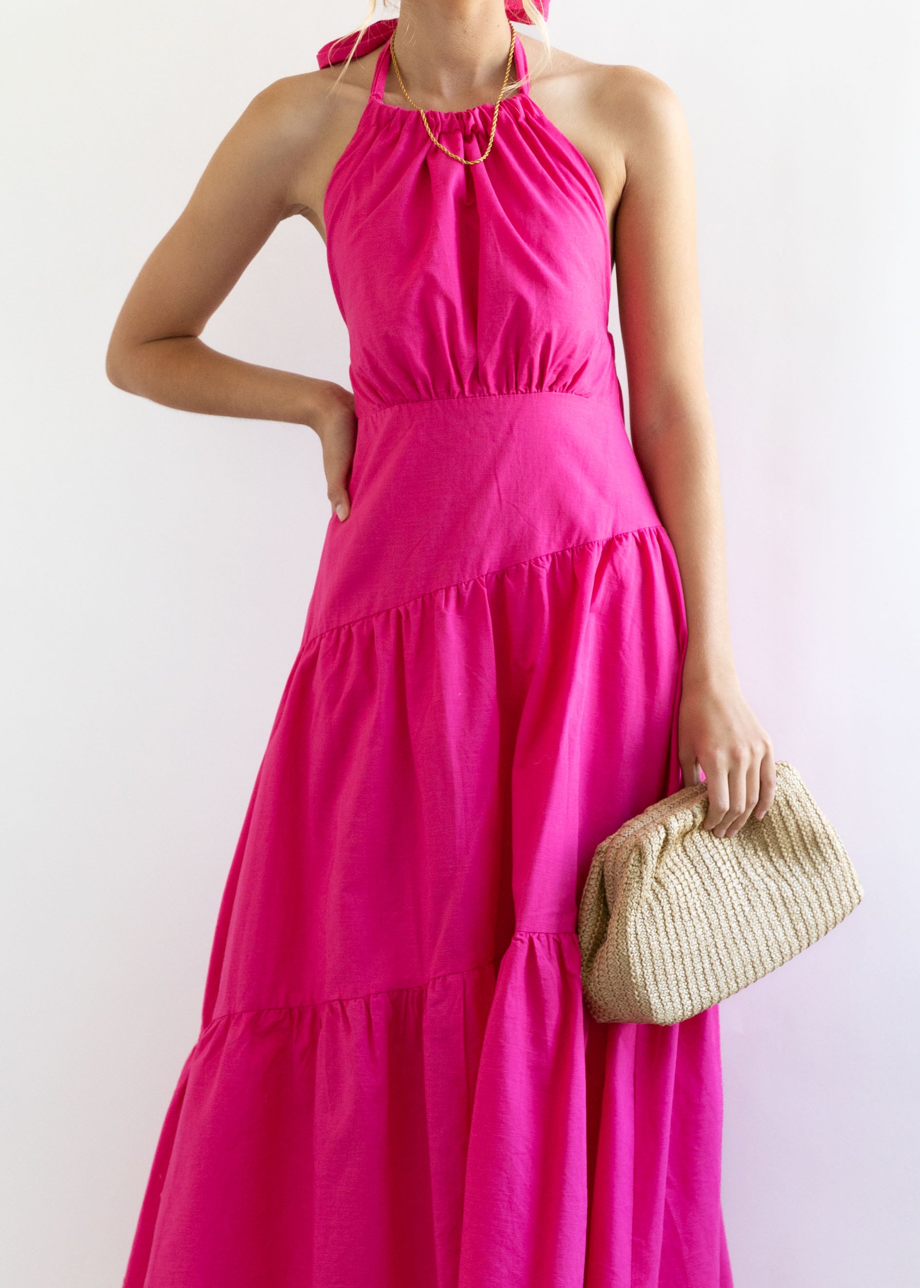 Zeina Halter Maxi Dress - Pink