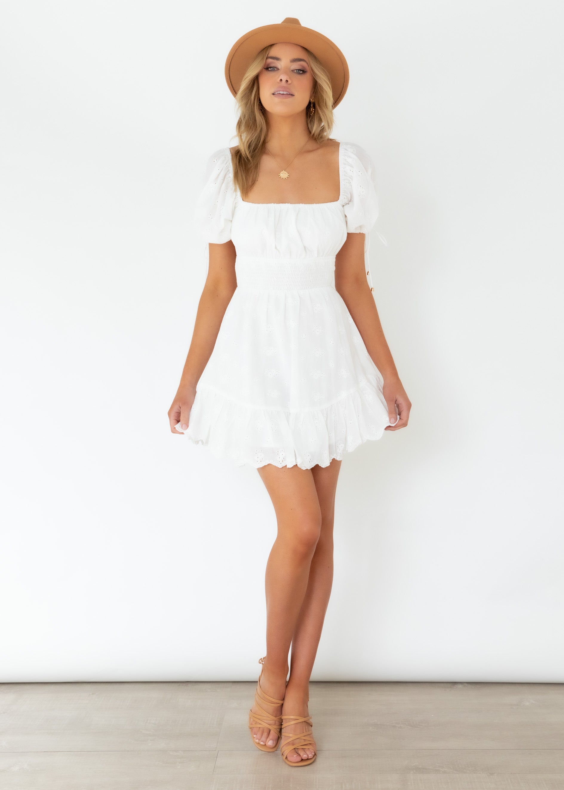 Stephy Dress - White Anglaise