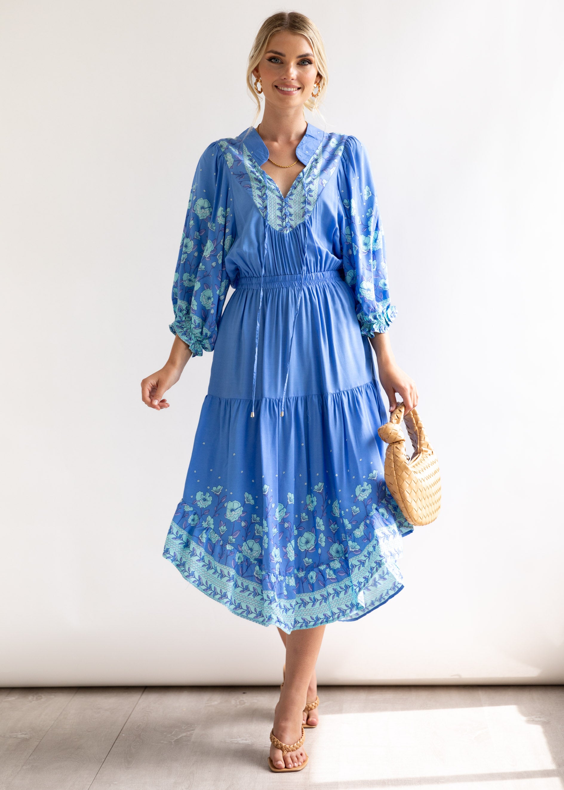 Jasmine Midi Dress - Afina Blue