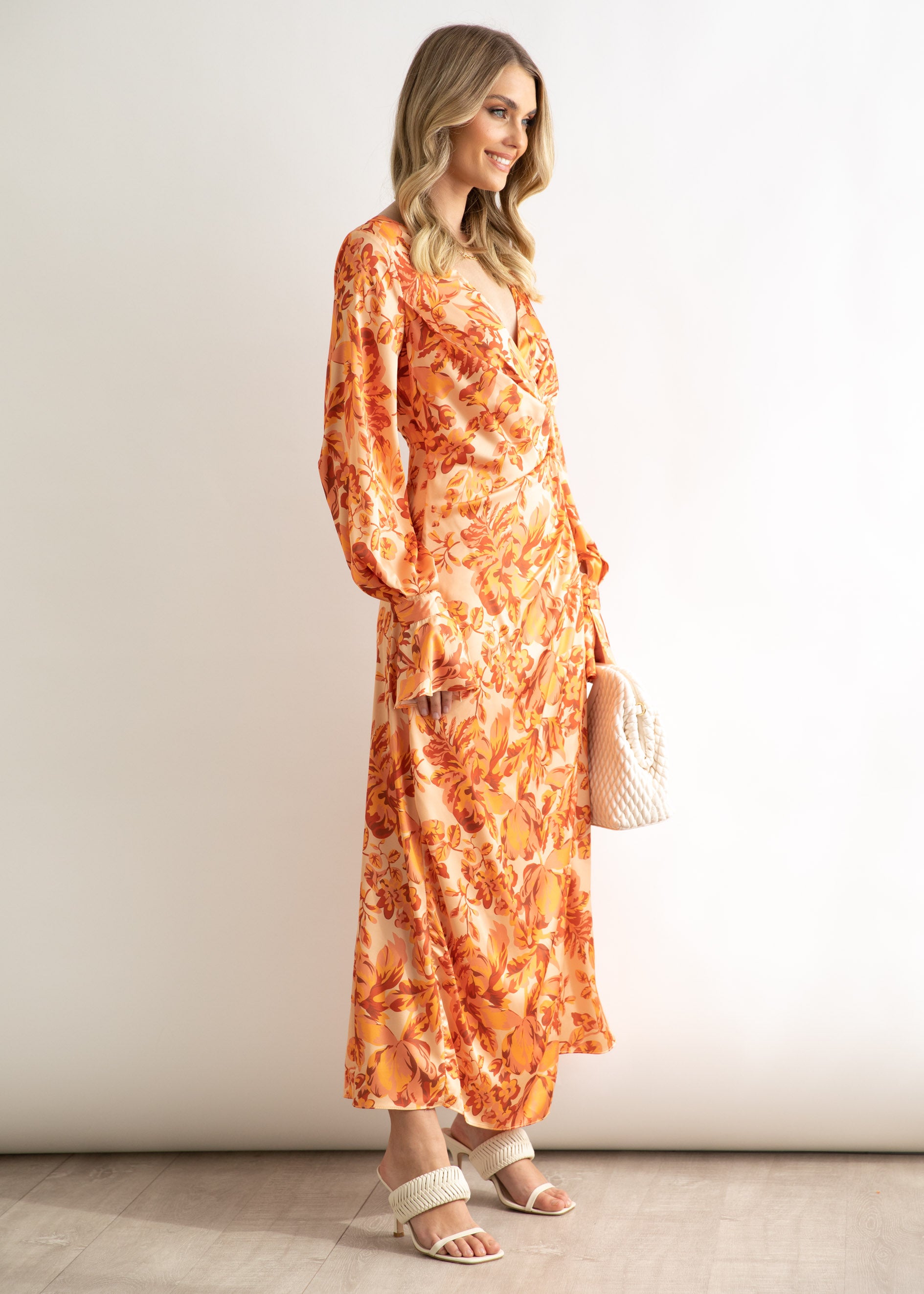 Nassia Midi Dress - Rust Floral