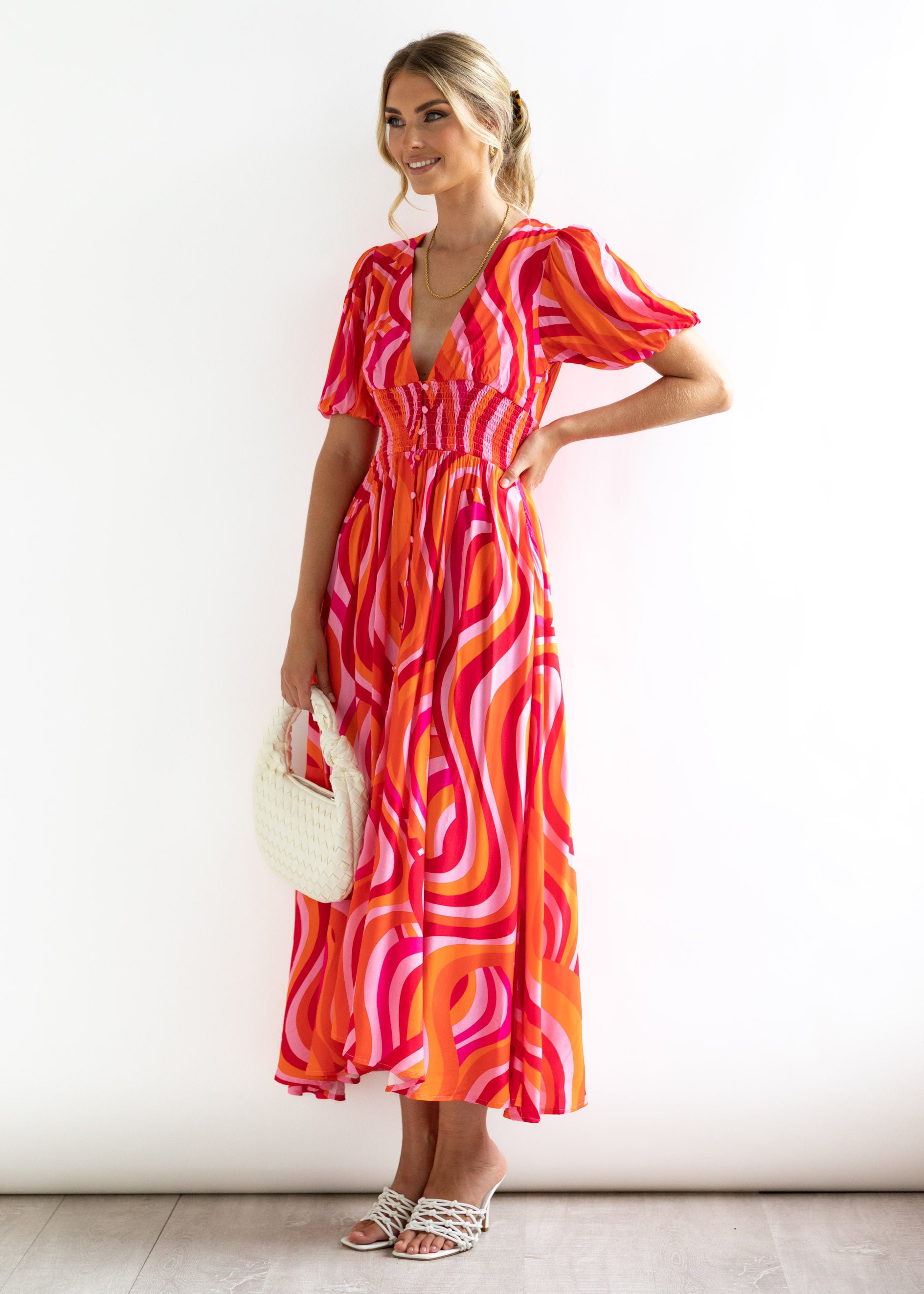 Serella Midi Dress - Red Swirl