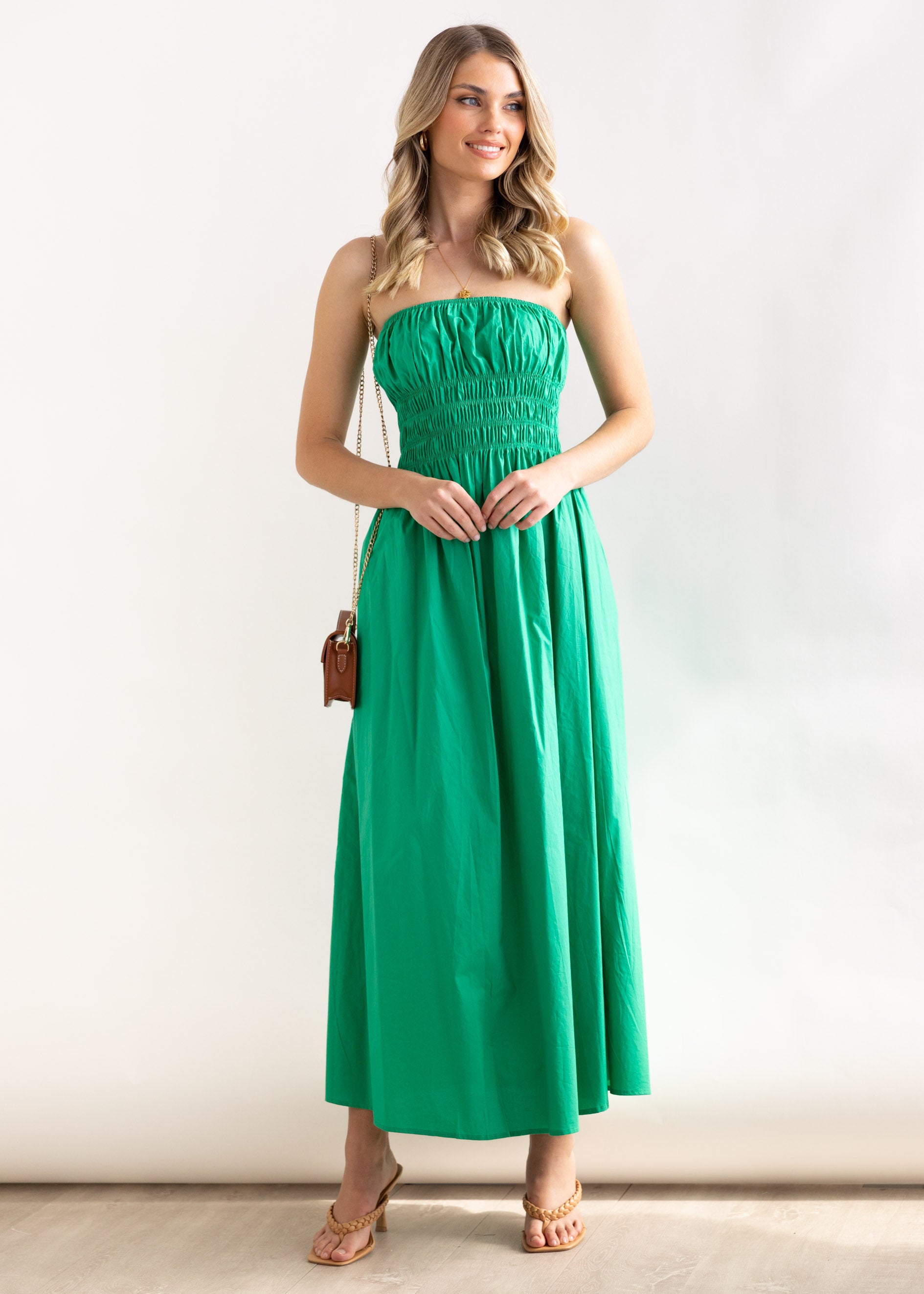 Indikah Strapless Maxi Dress - Green