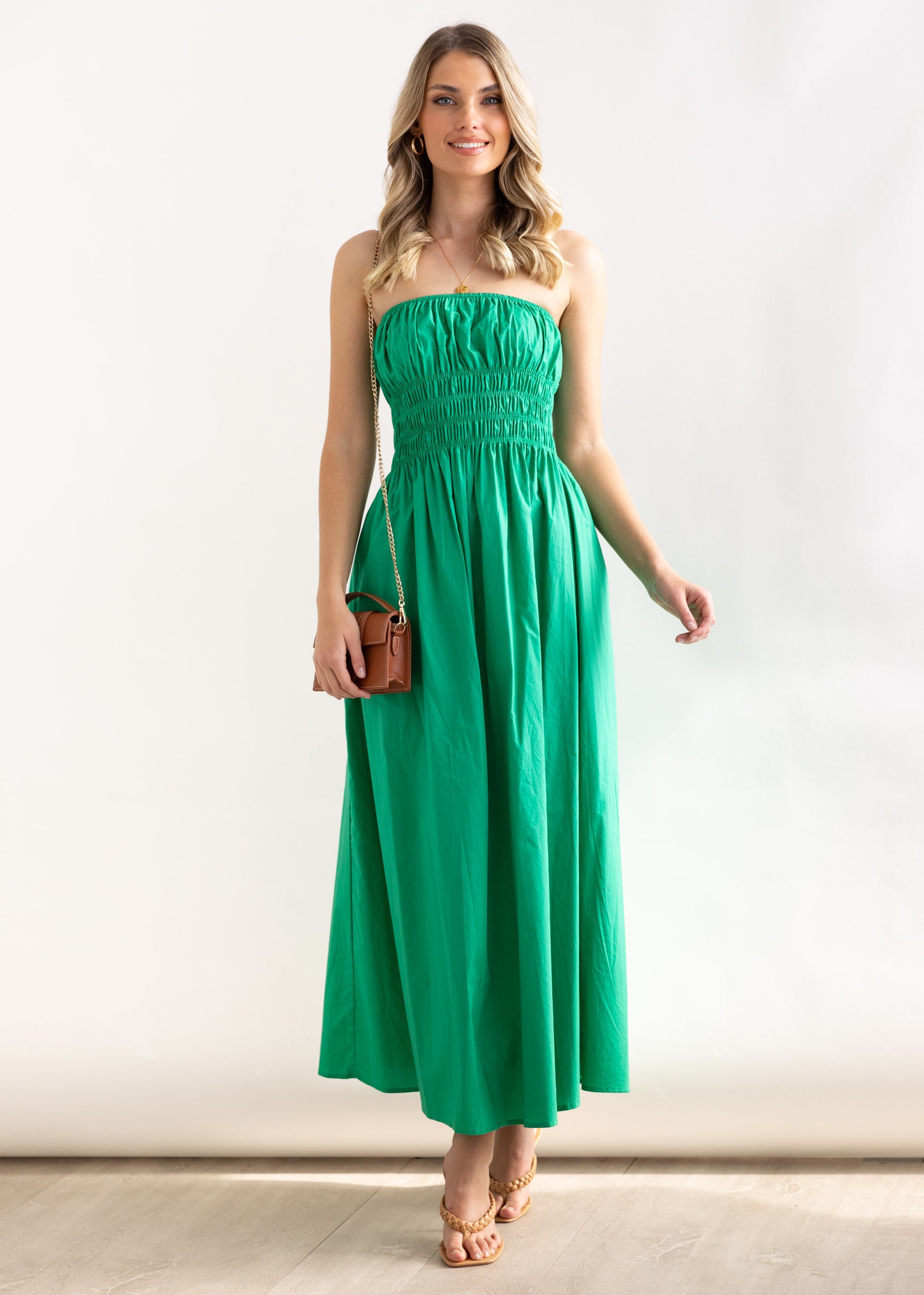 Indikah Strapless Maxi Dress - Green