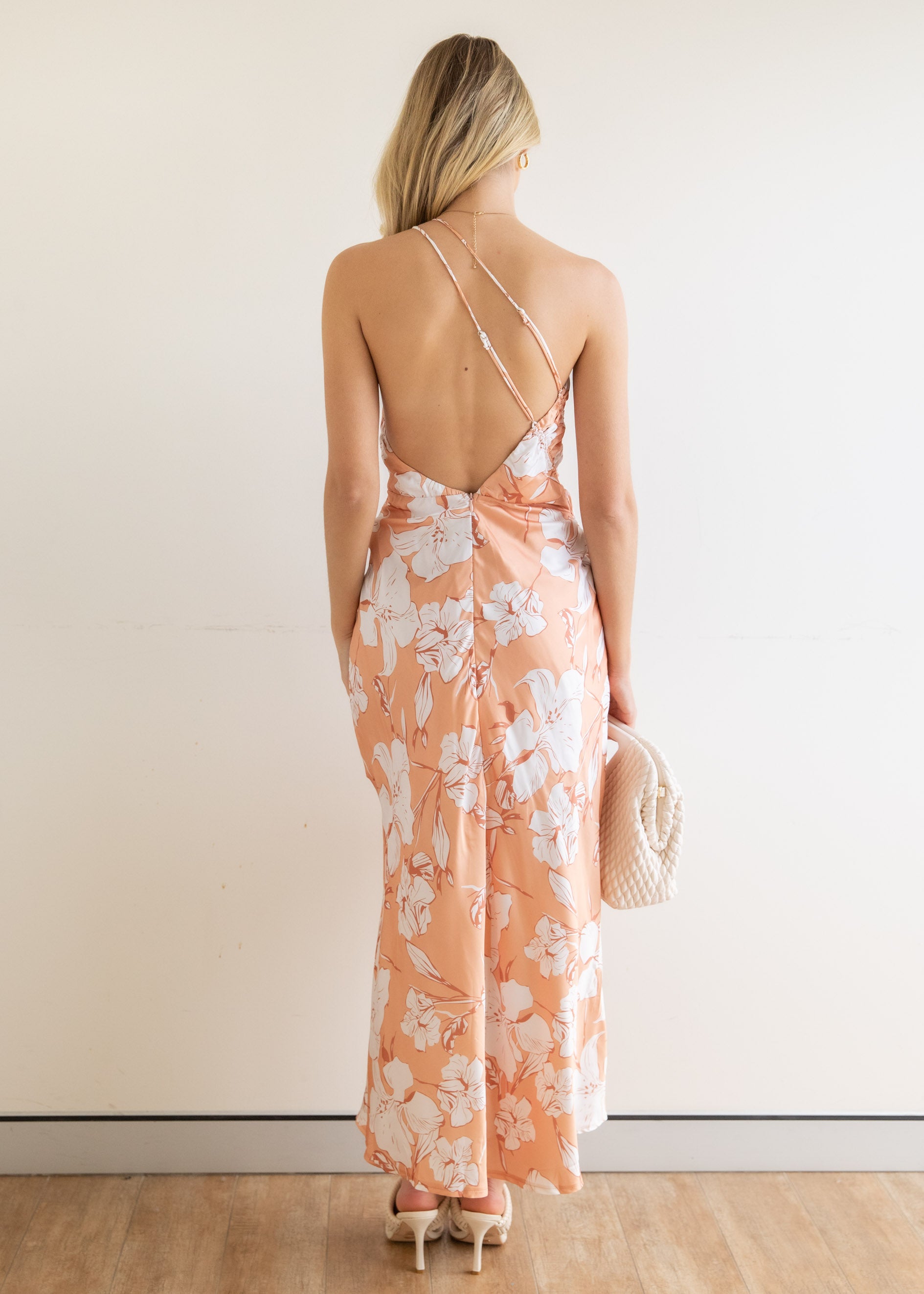 Gertie Midi Dress - Peach Flowers