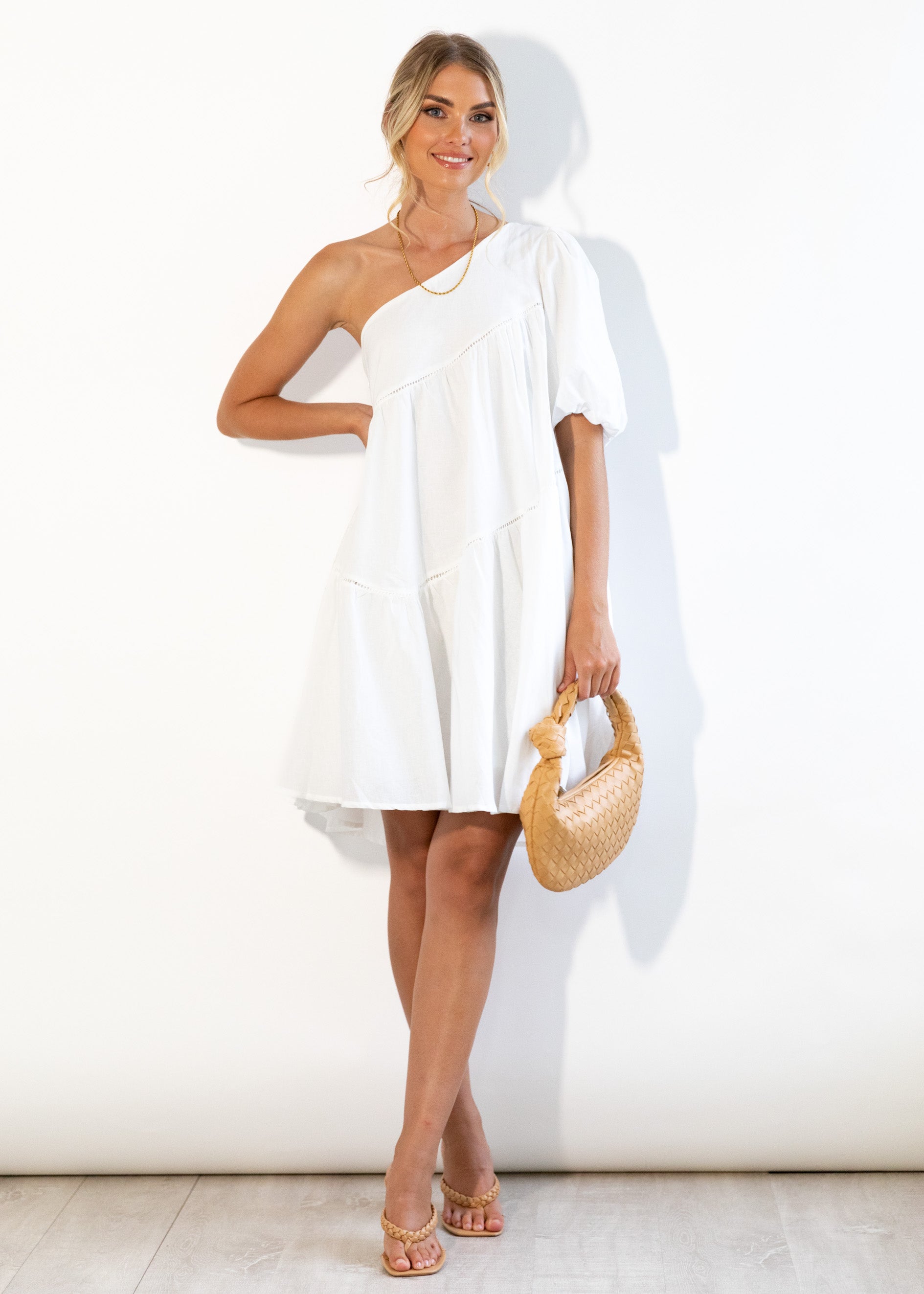 Sicilie One Shoulder Dress - Off White