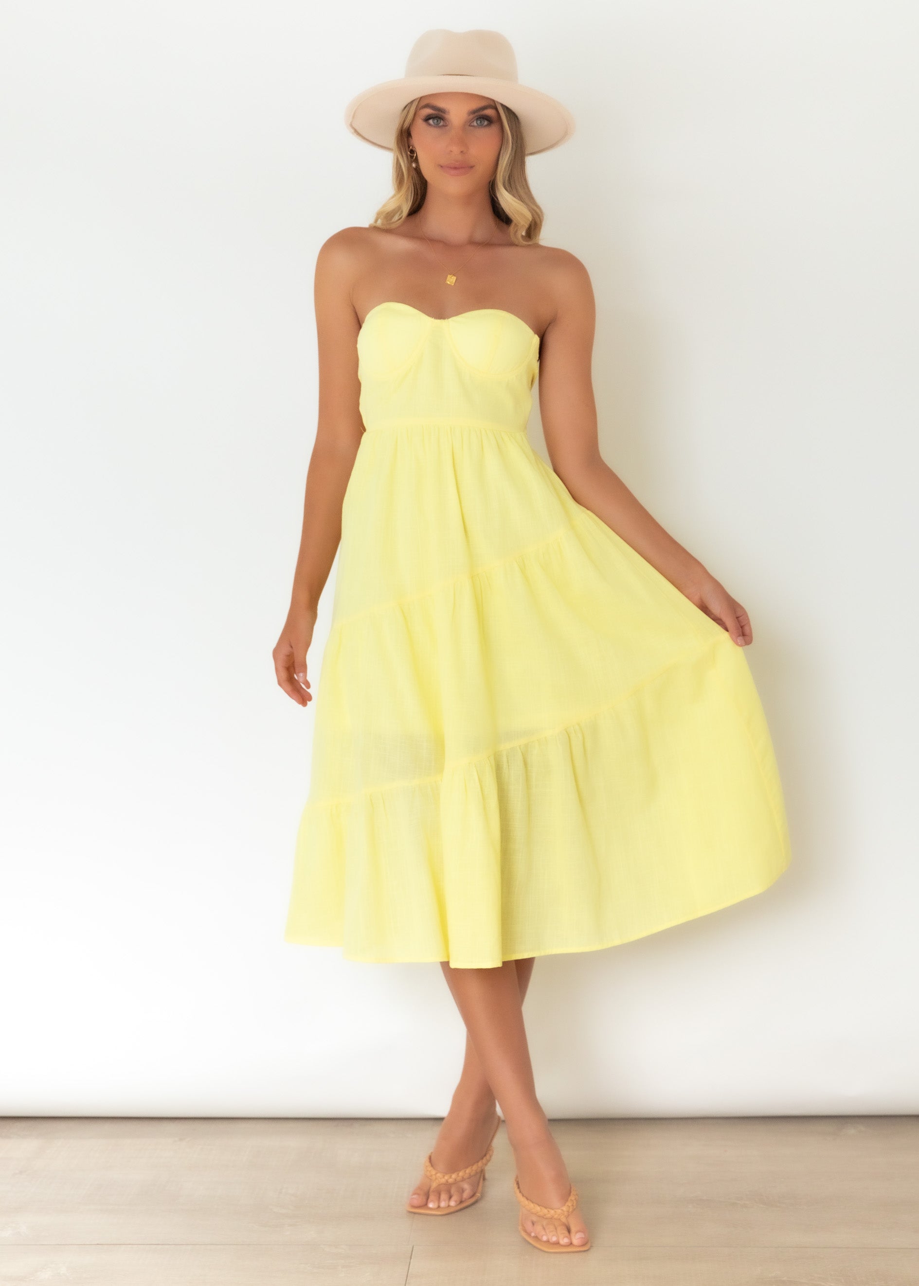 Salome Strapless Maxi Dress - Lemon