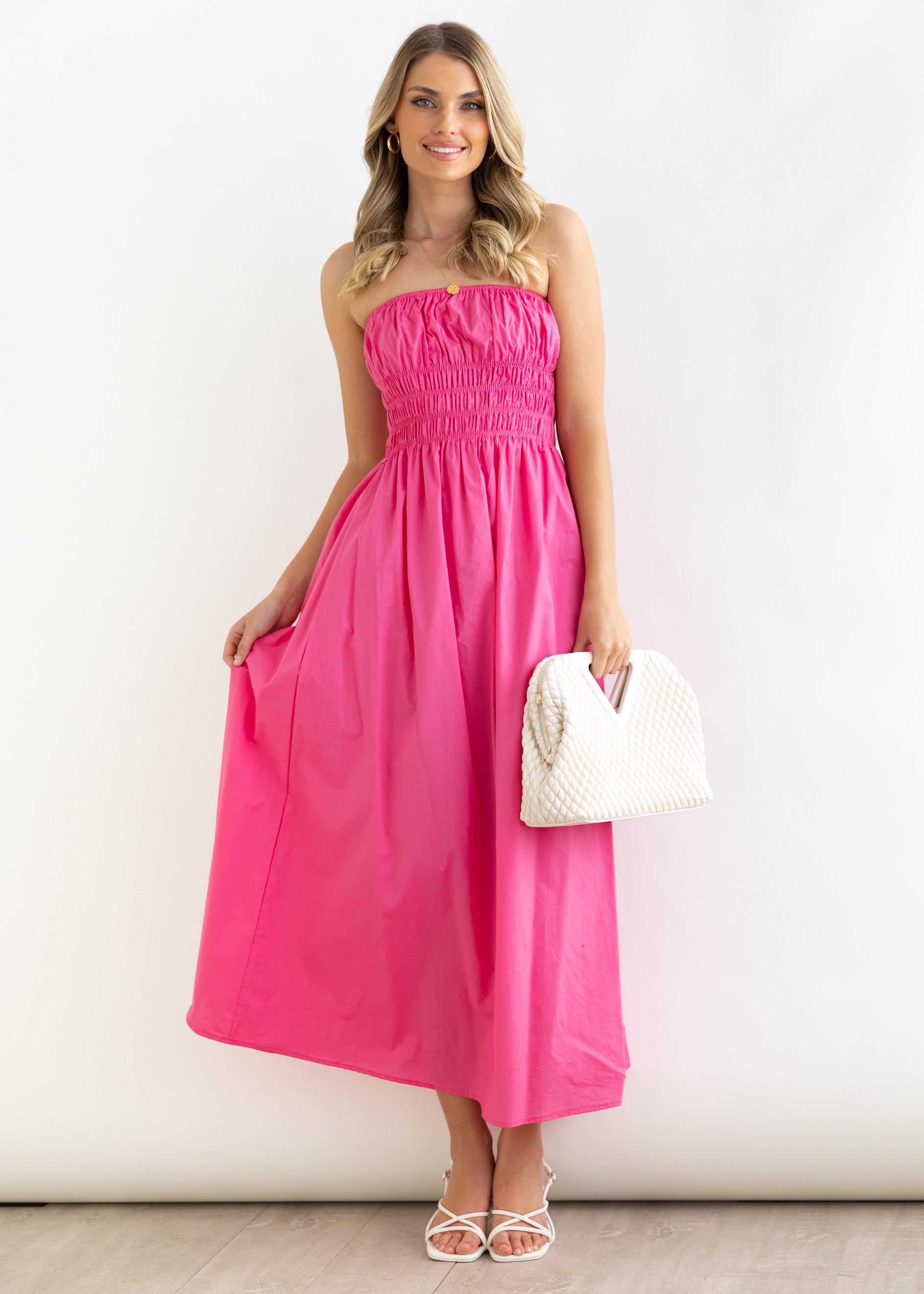 Indikah Strapless Maxi Dress - Pink