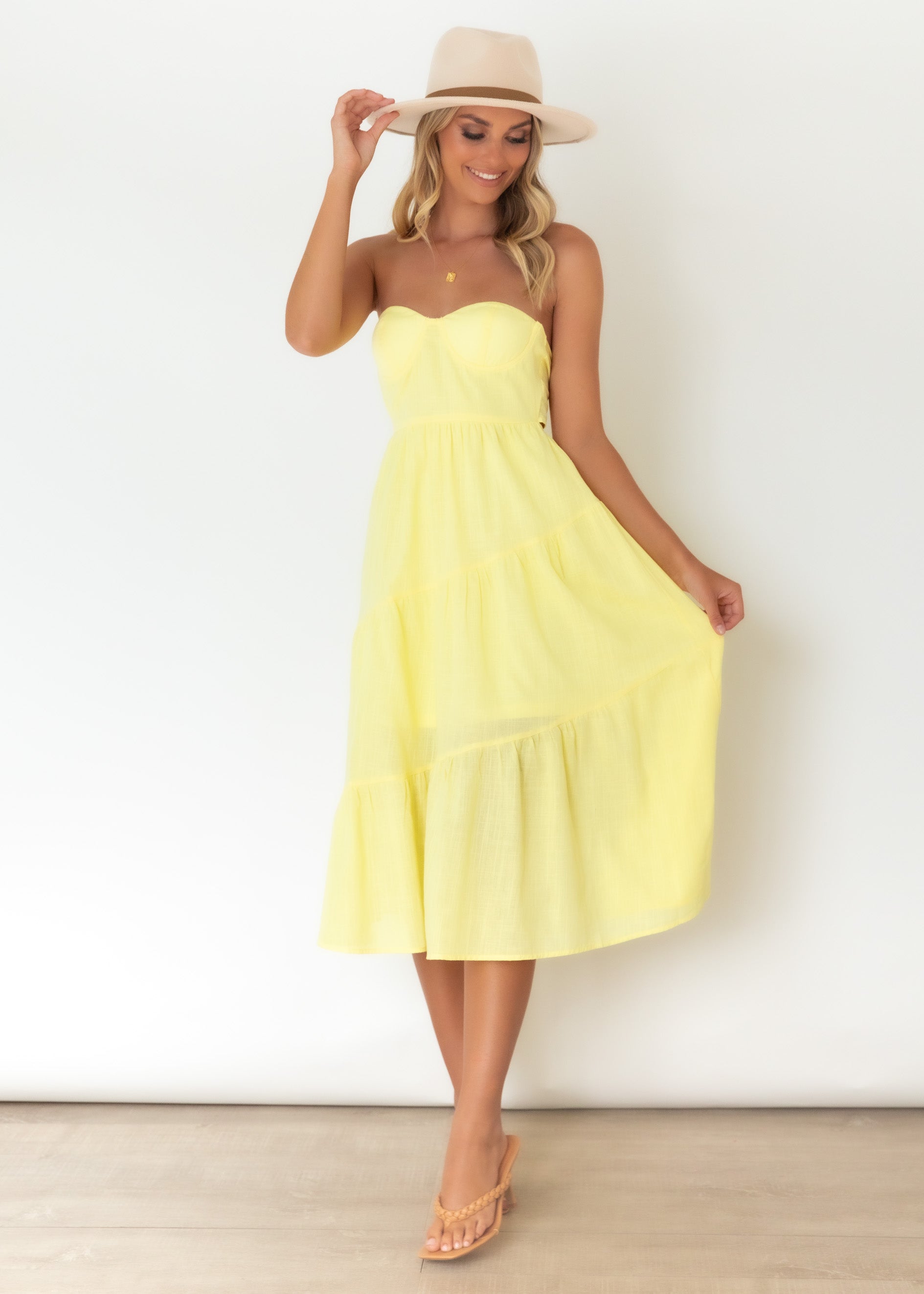 Salome Strapless Maxi Dress - Lemon