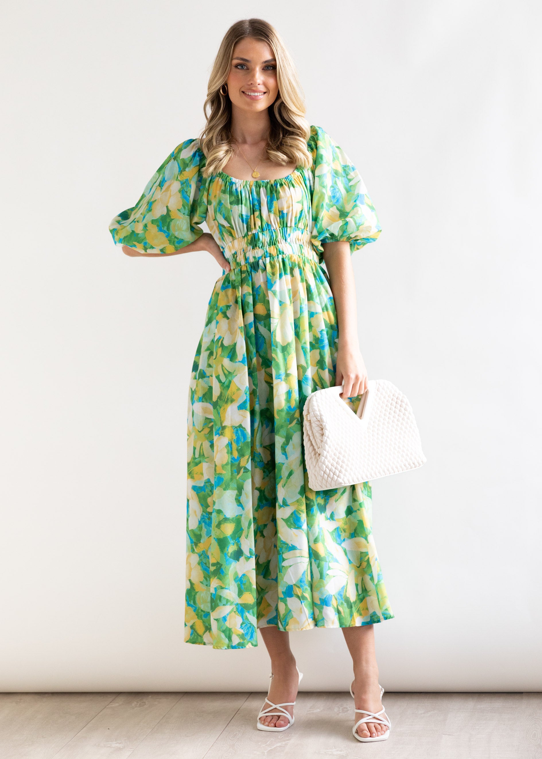 Juliannah Midi Dress - Green Floral