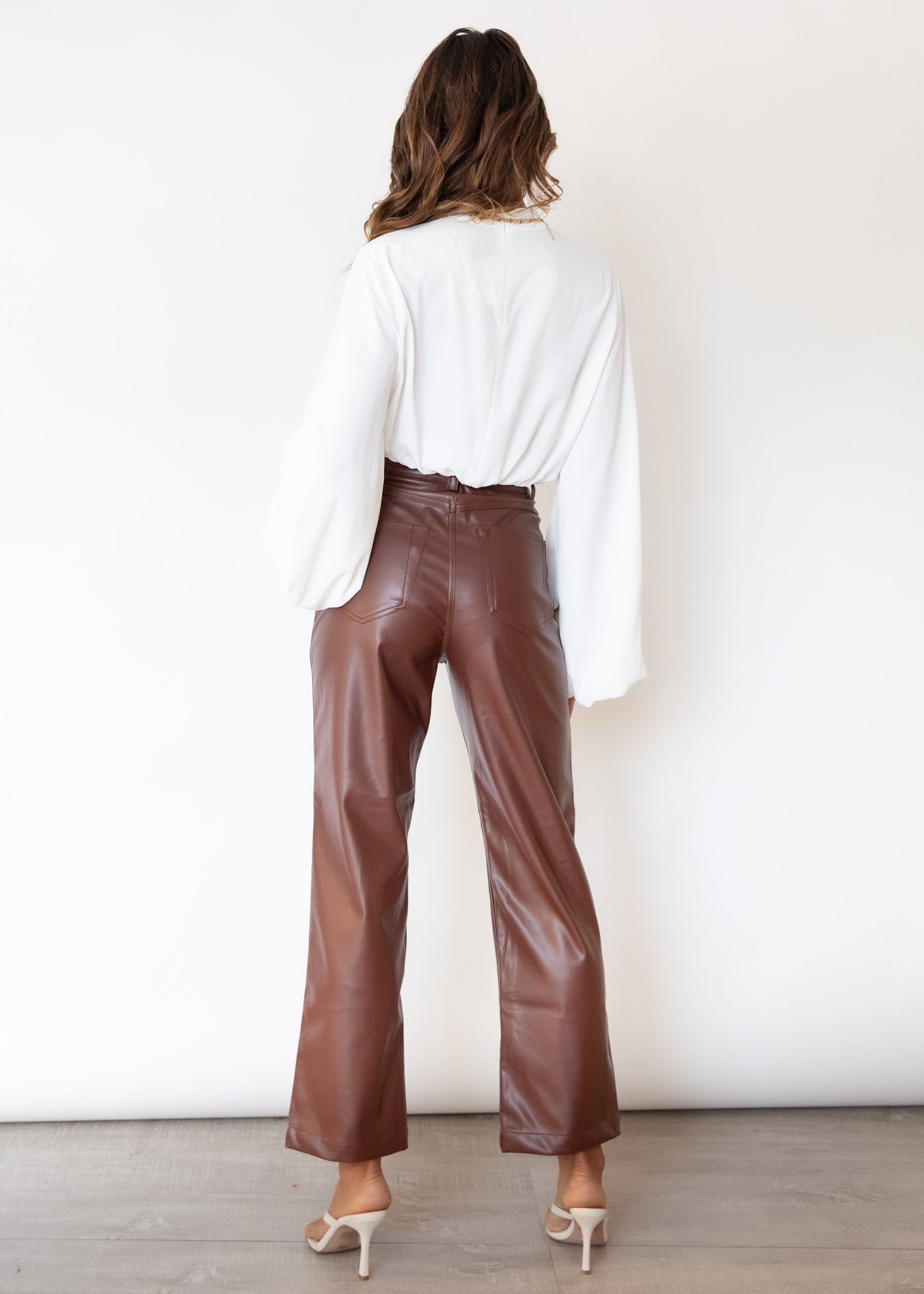 Jordan Leather Look Pants - Brown