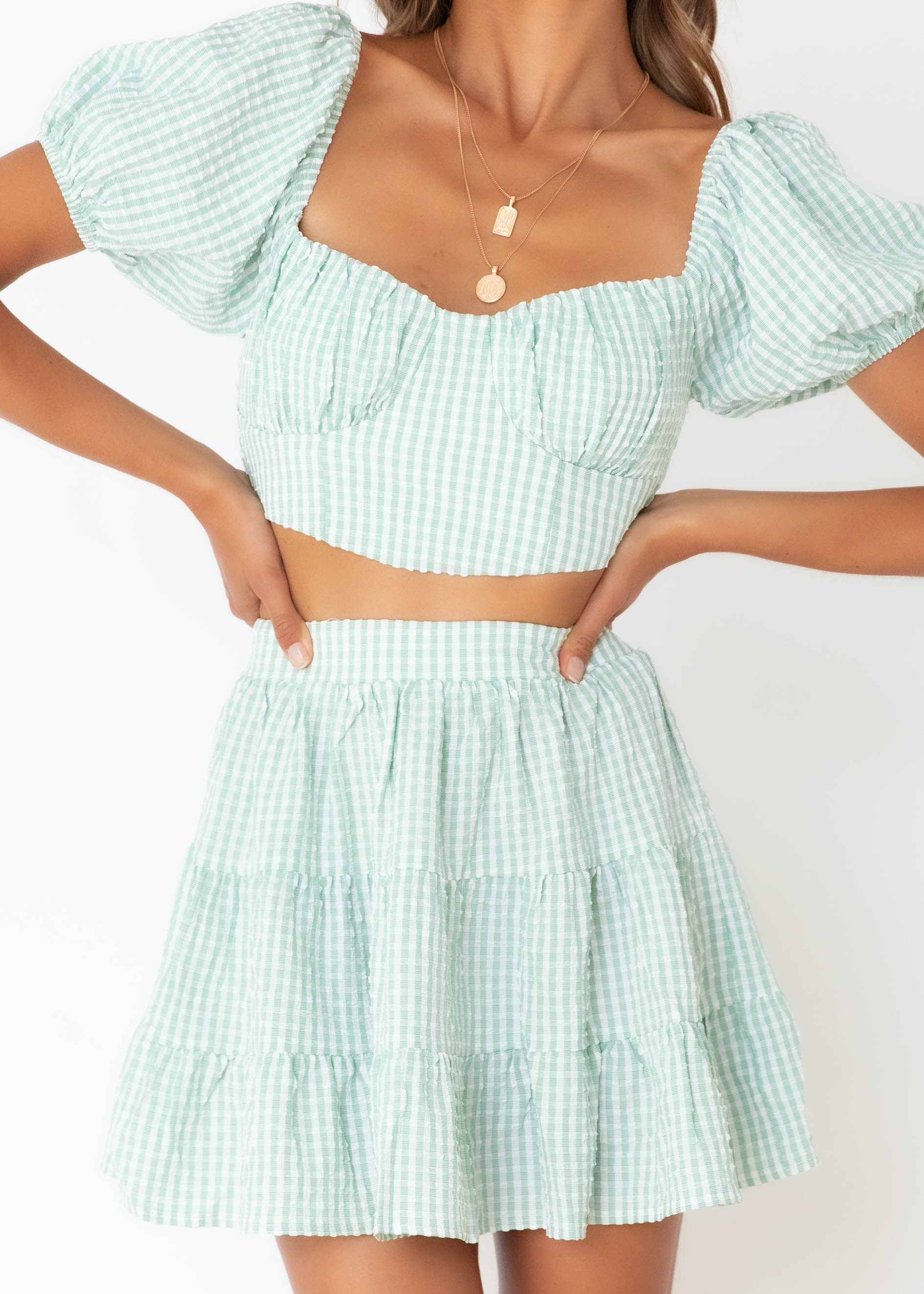 Danni Skirt - Mint Check