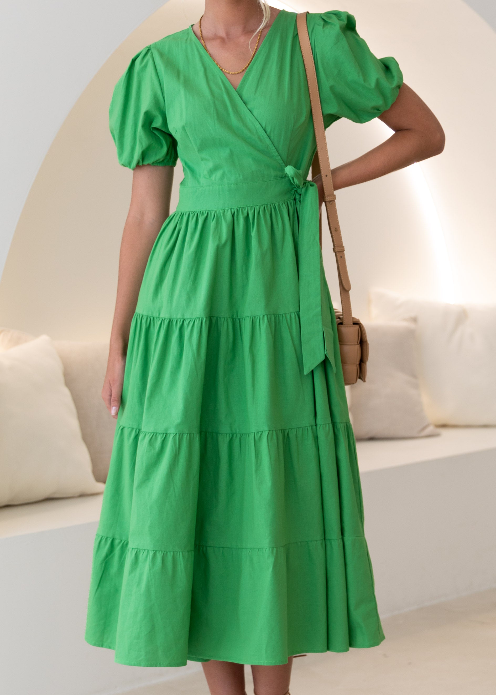 Astrid Wrap Midi Dress - Green