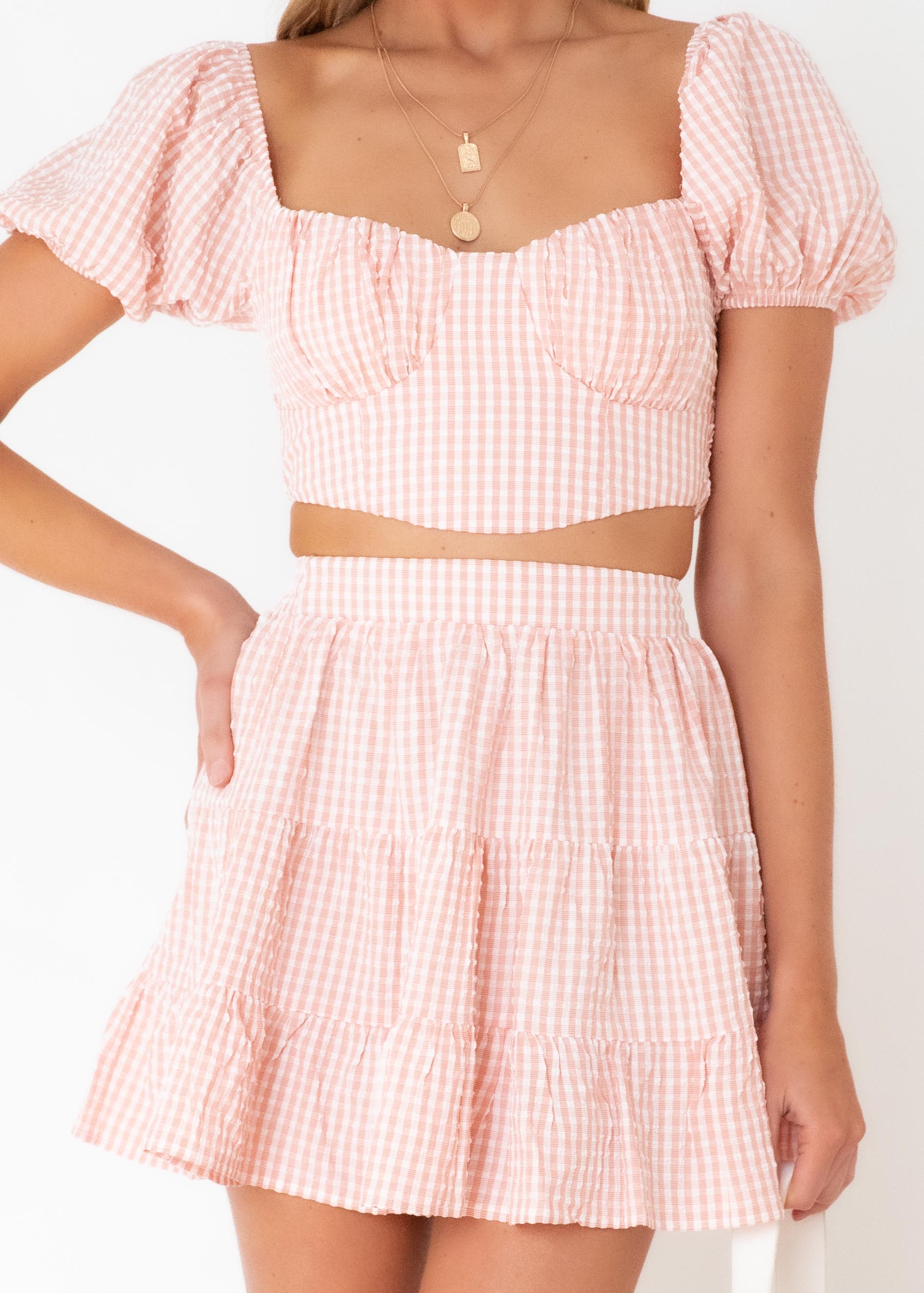 Danni Skirt - Blush Check