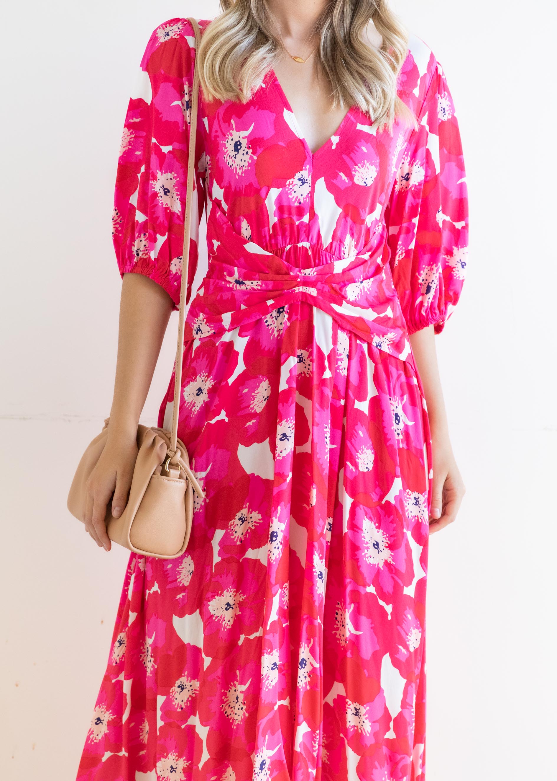 Kiah Midi Dress - Pink Tulip