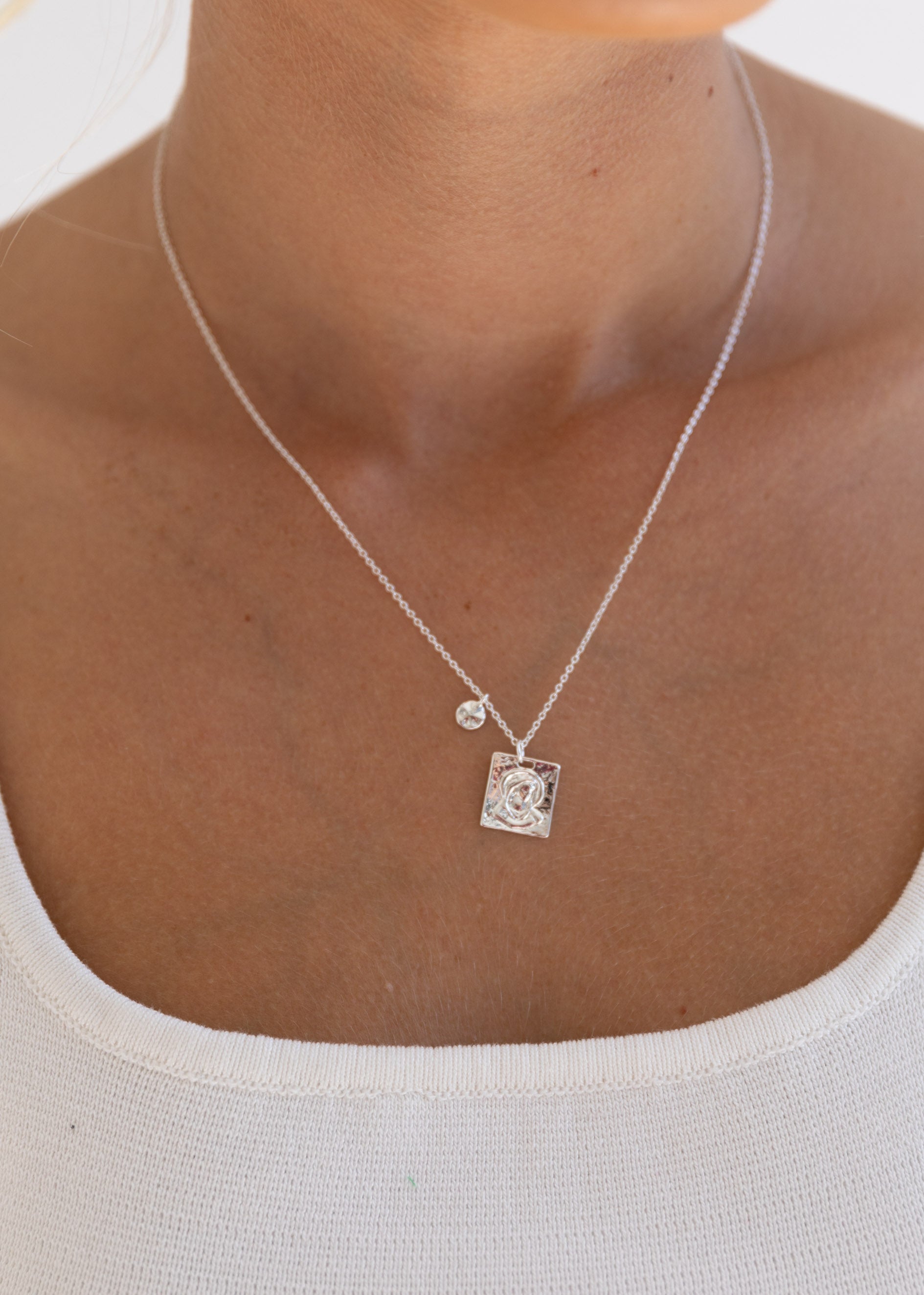 Theta Charm Necklace - Silver