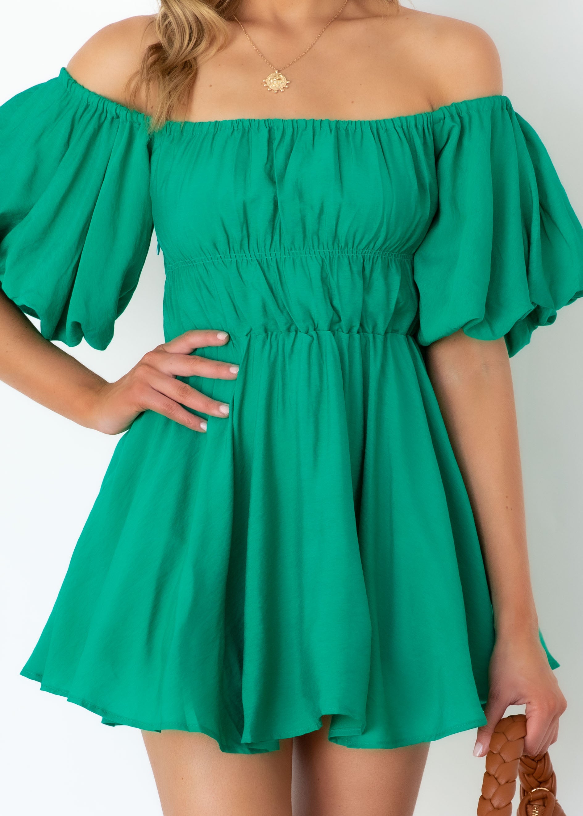 Tami Off Shoulder Dress - Green