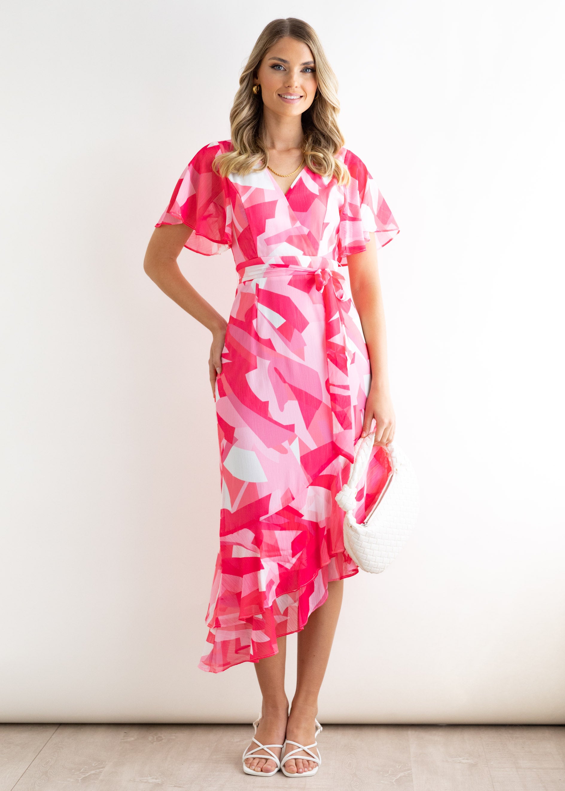 Arabella Midi Dress - Raspberry Floral