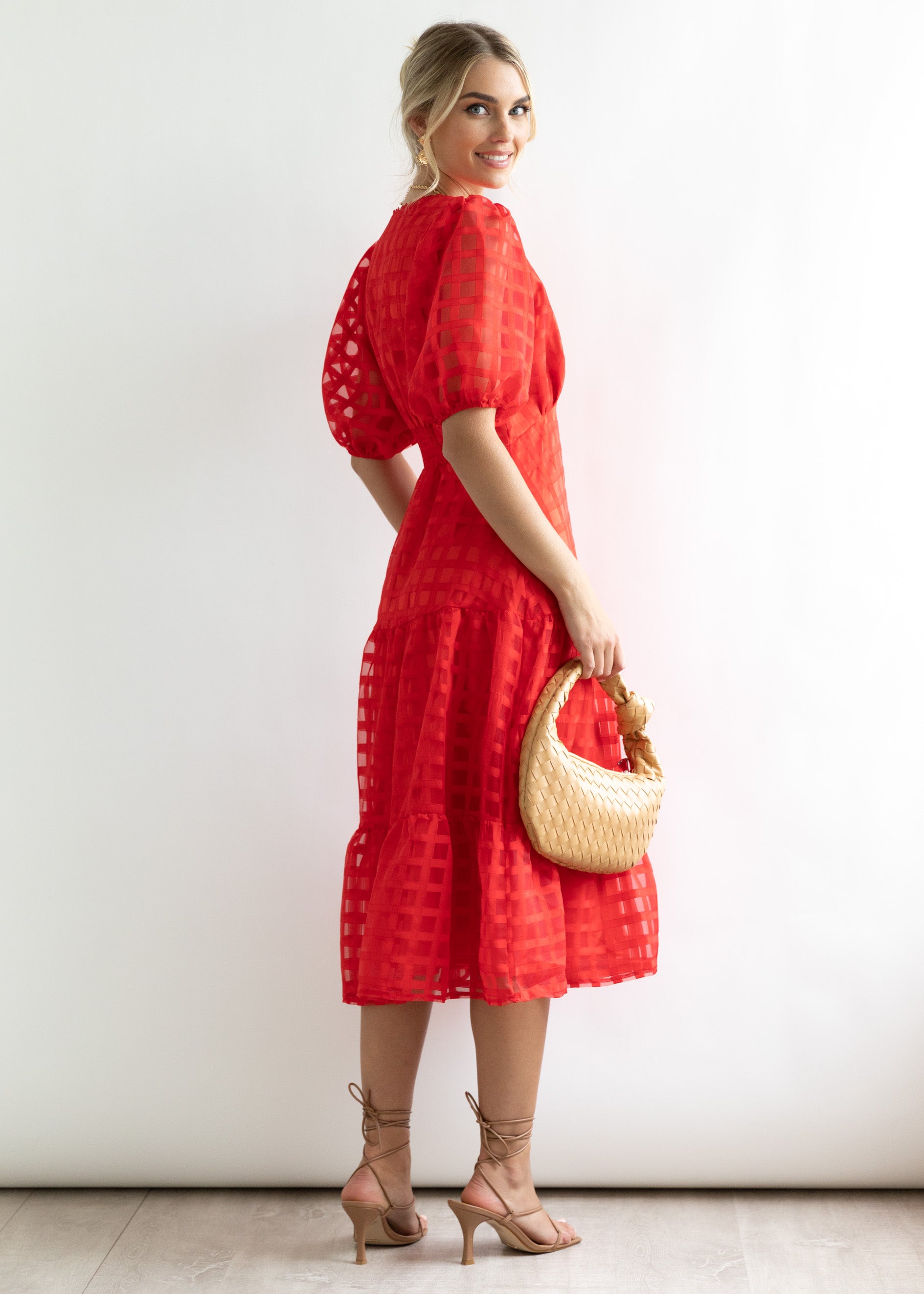 Faye Midi Dress - Red