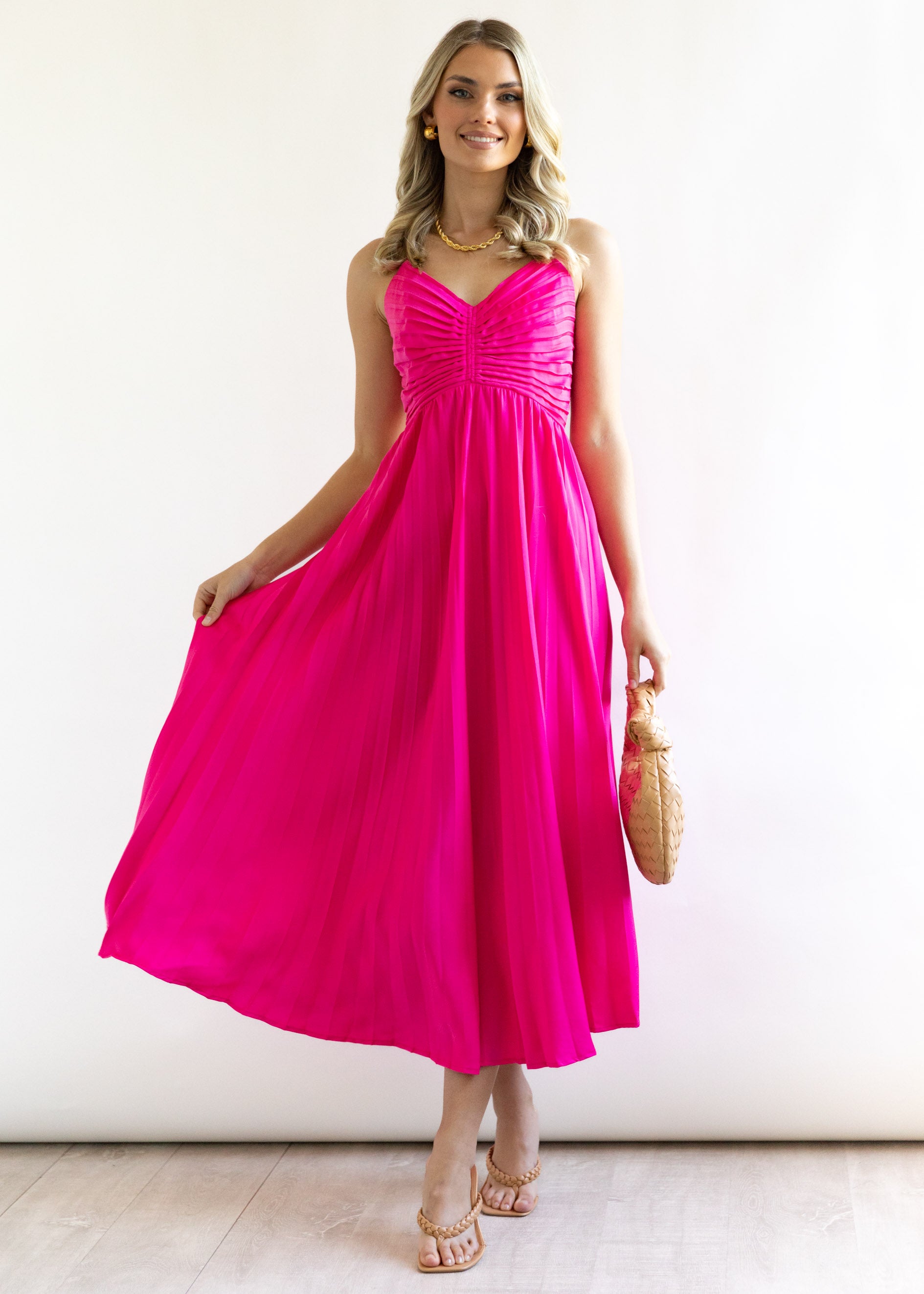 Reginah Midi Dress - Hot Pink