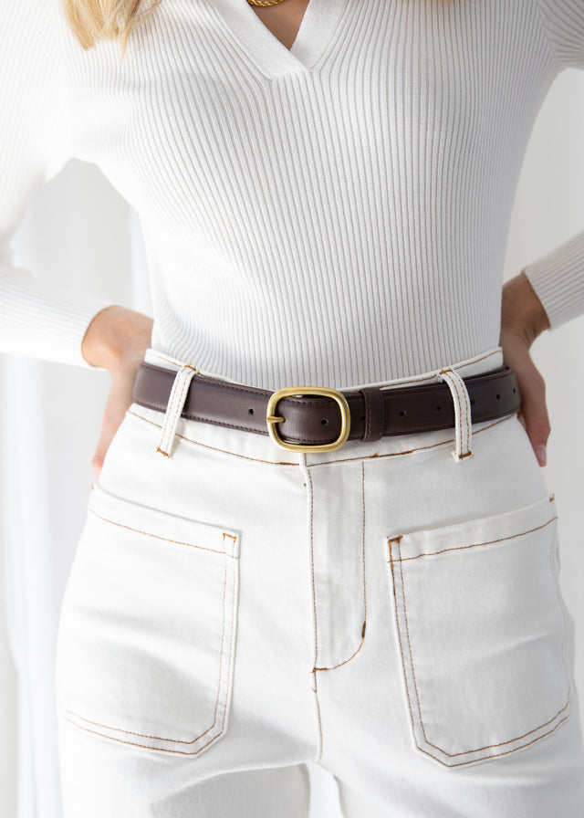 Yalani Leather Look Belt - Chocolate