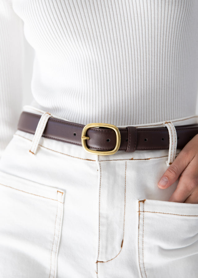 Yalani Leather Look Belt - Chocolate