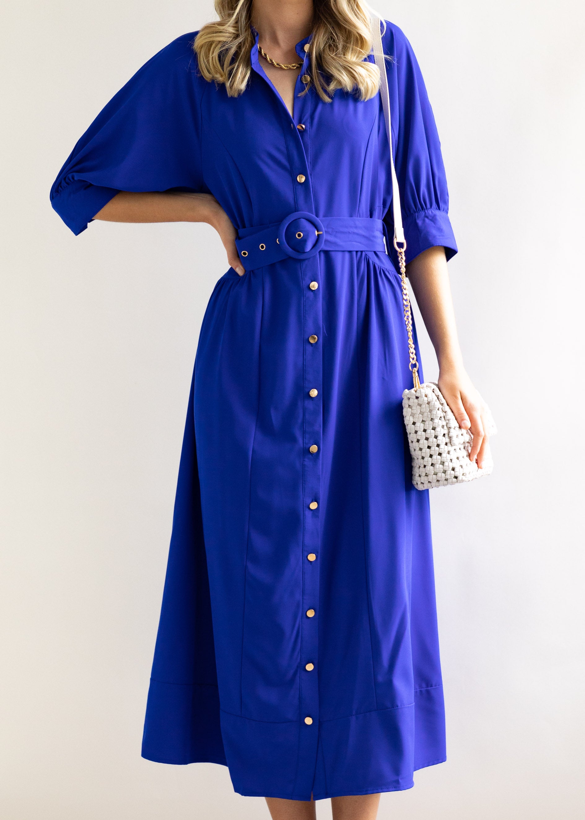 Elenna Midi Dress - Cobalt