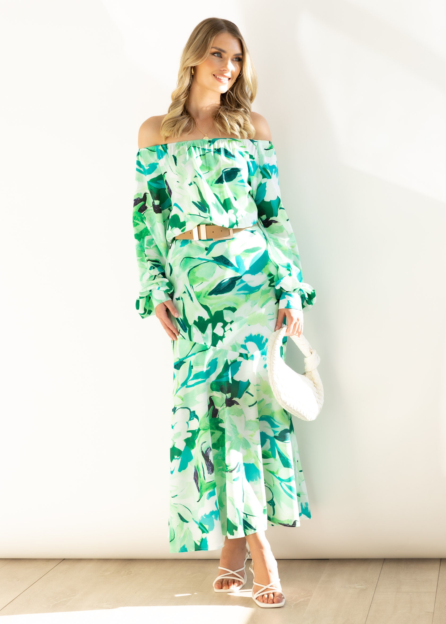 Gatio Midi Dress - Green Floral