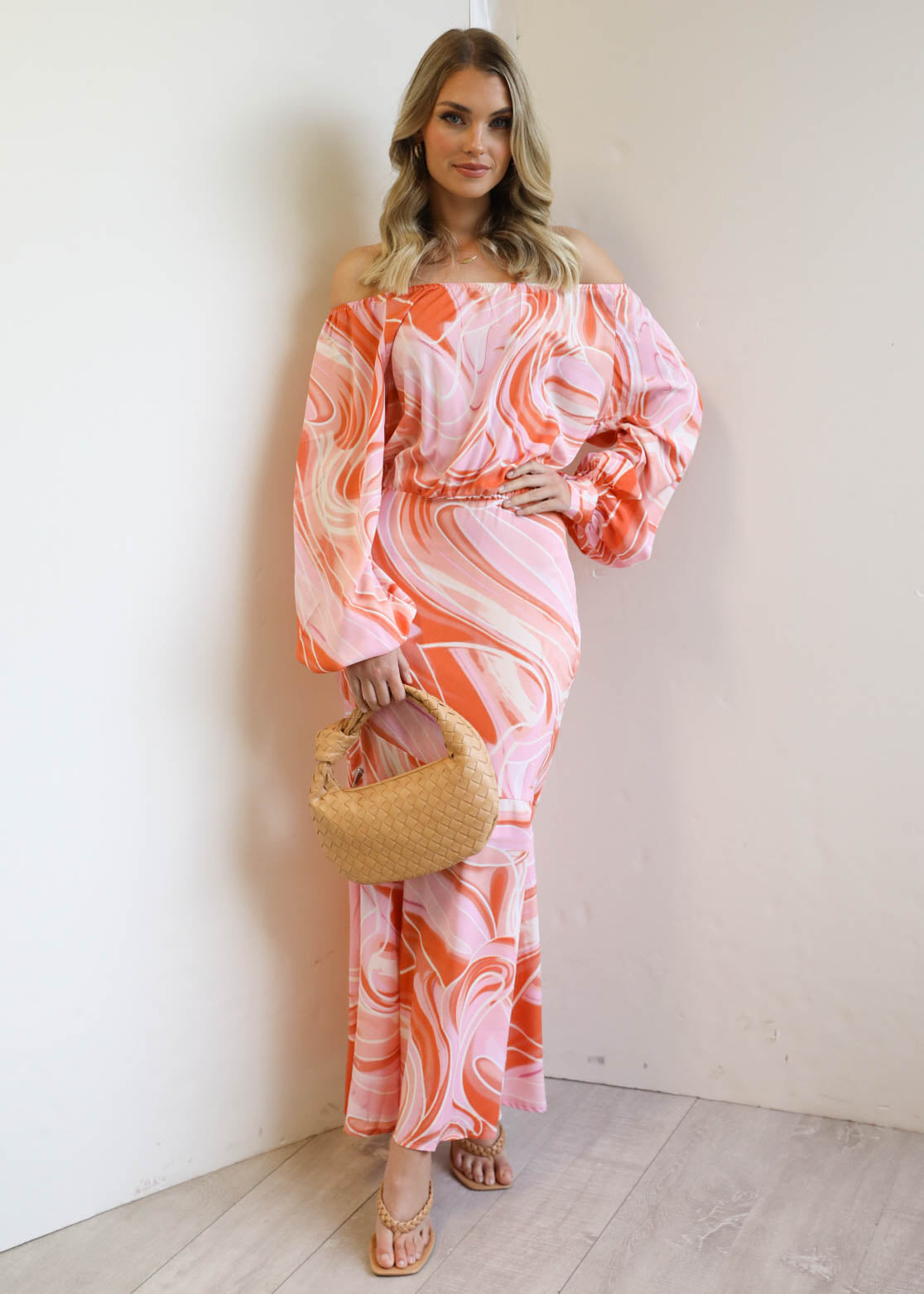 Gatio Midi Dress - Pink Swirl