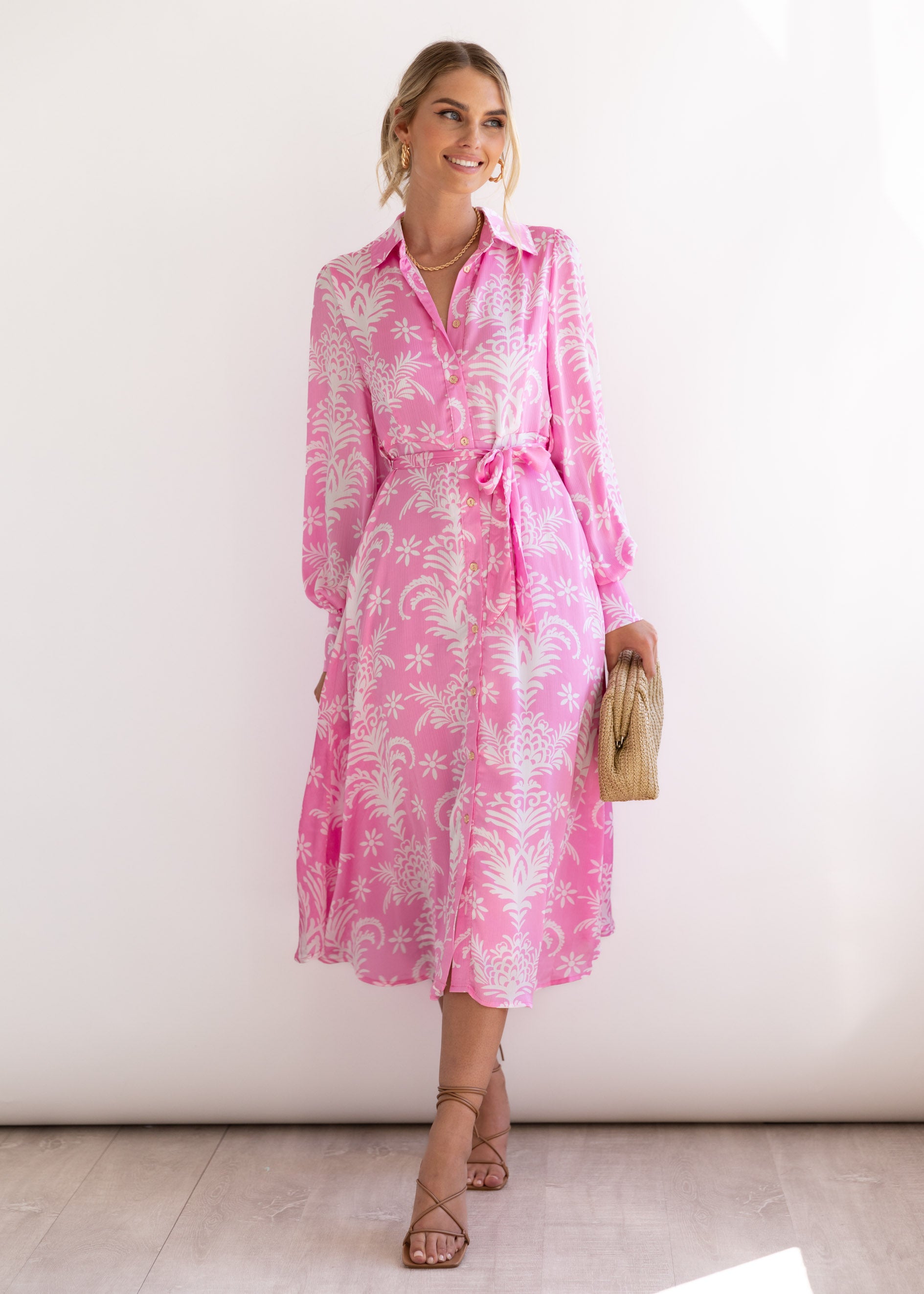 Indira Midi Dress - Pink Cabana