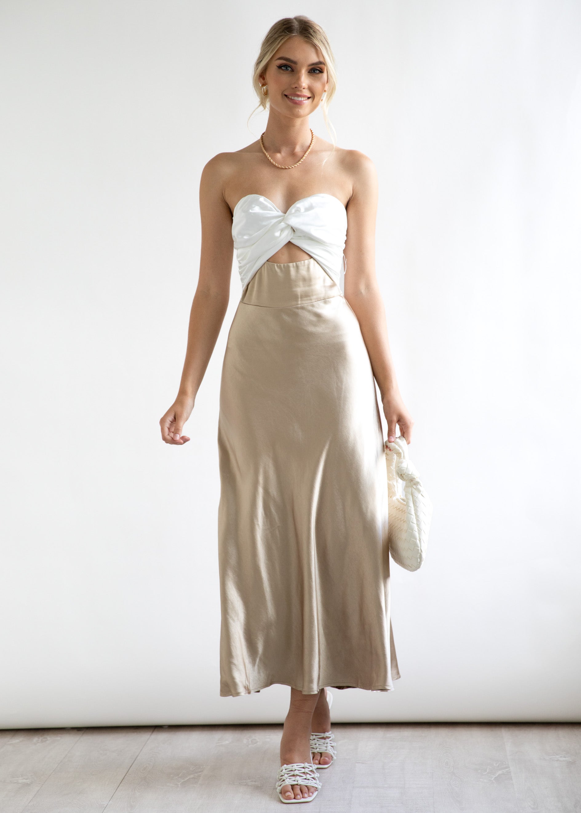 Luella Strapless Midi Dress - Gold