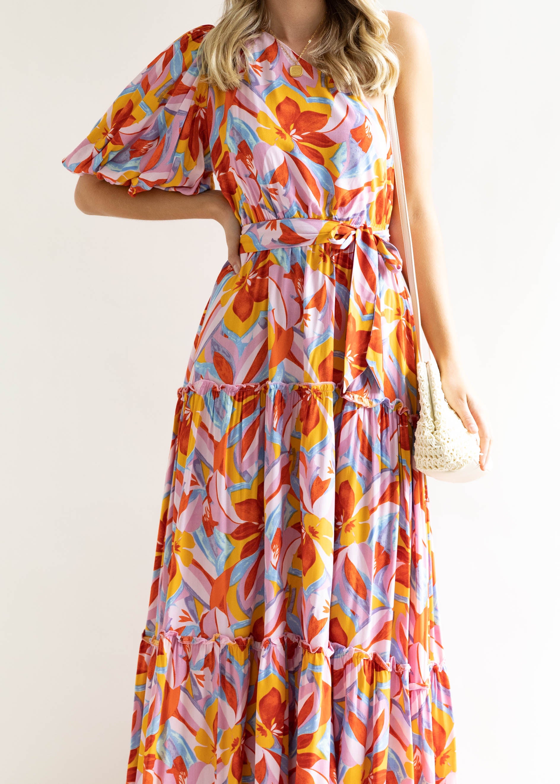 Margio One Shoulder Maxi Dress - Multi Floral