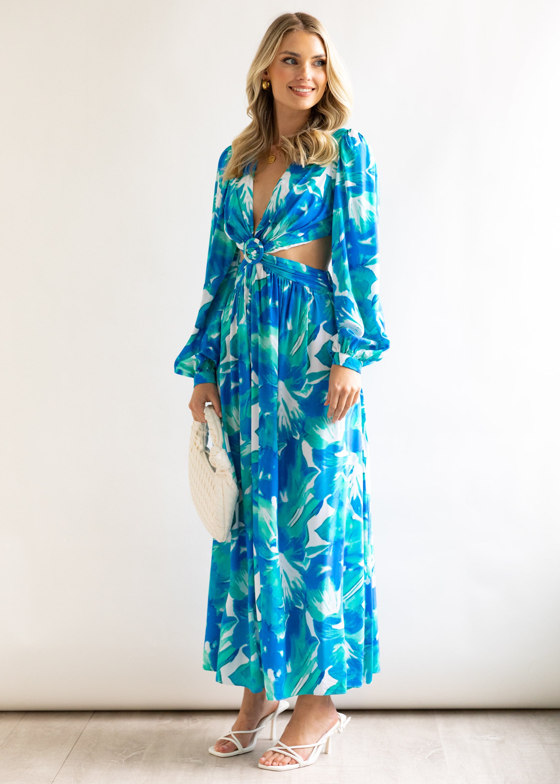 Gyneth Midi Dress - Blue Floral
