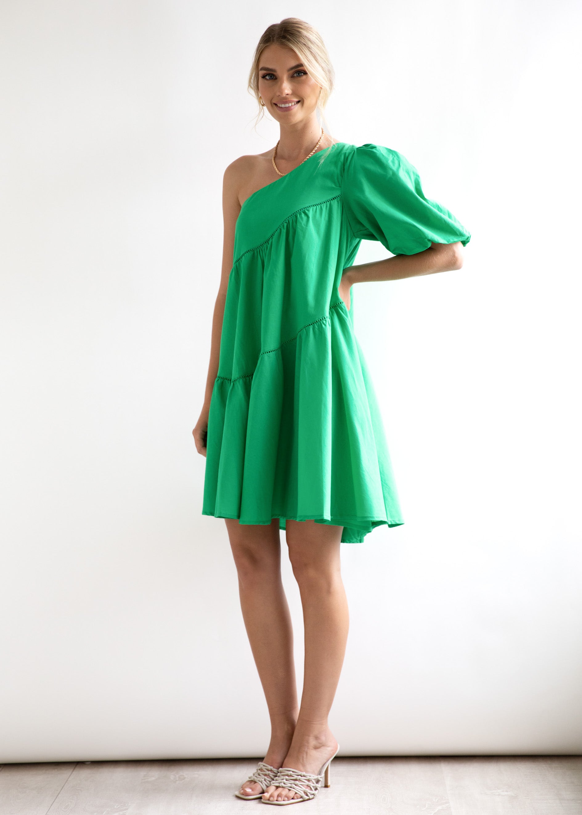 Sicilie One Shoulder Dress - Green