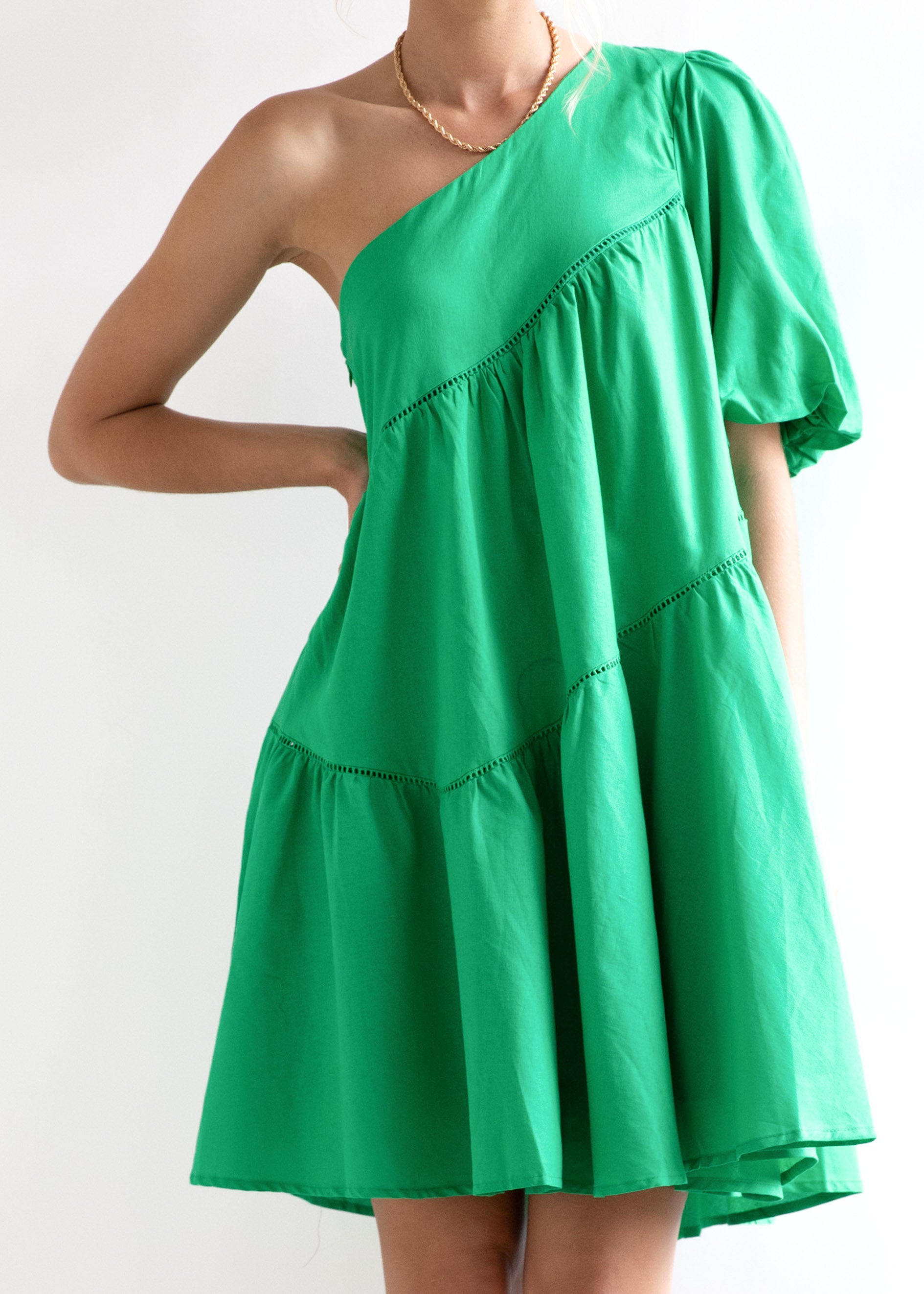 Sicilie One Shoulder Dress - Green