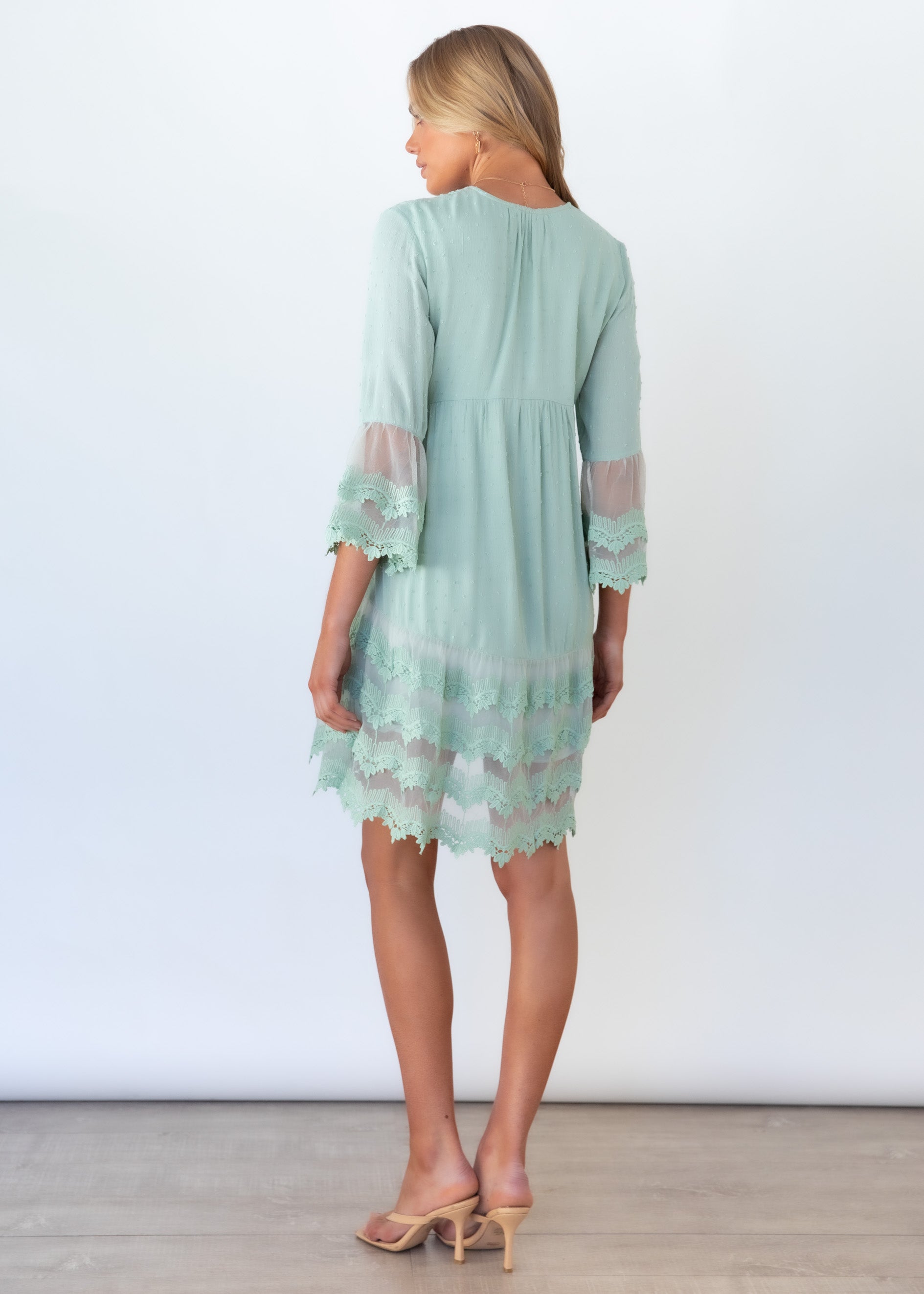 Peony Lace Dress - Sage