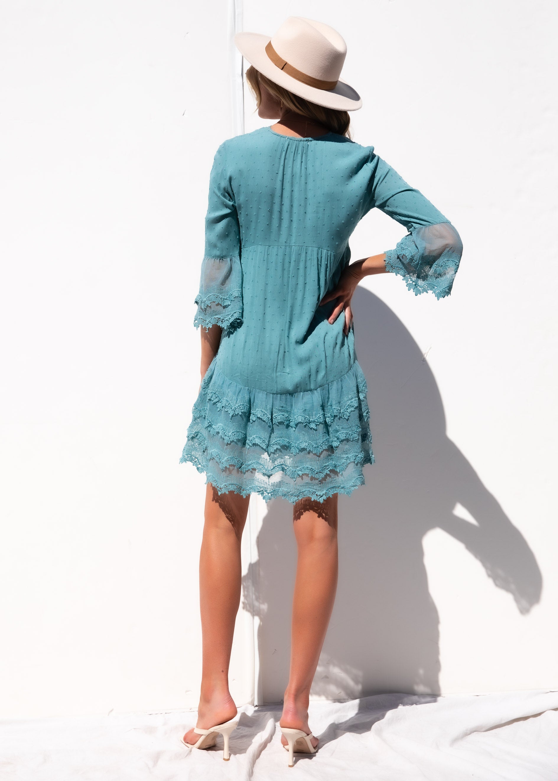 Peony Lace Dress - Teal