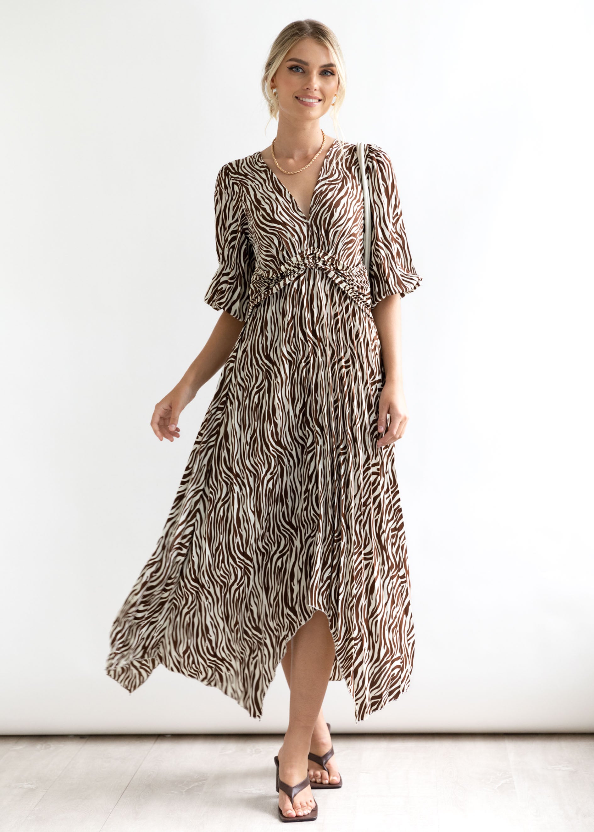 Savannah Midi Dress - Choc Zebra